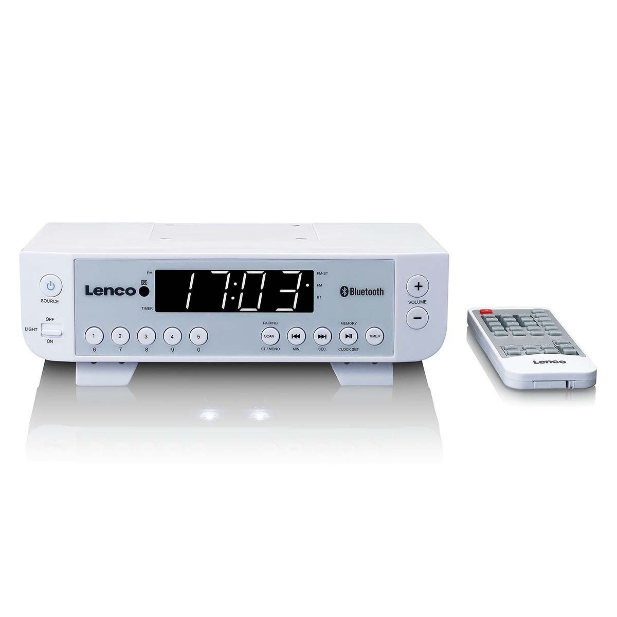 Lenco FM-Küchenradio mit Bluetooth®, LED-Beleuchtung und Zeitschaltuhr Weiß