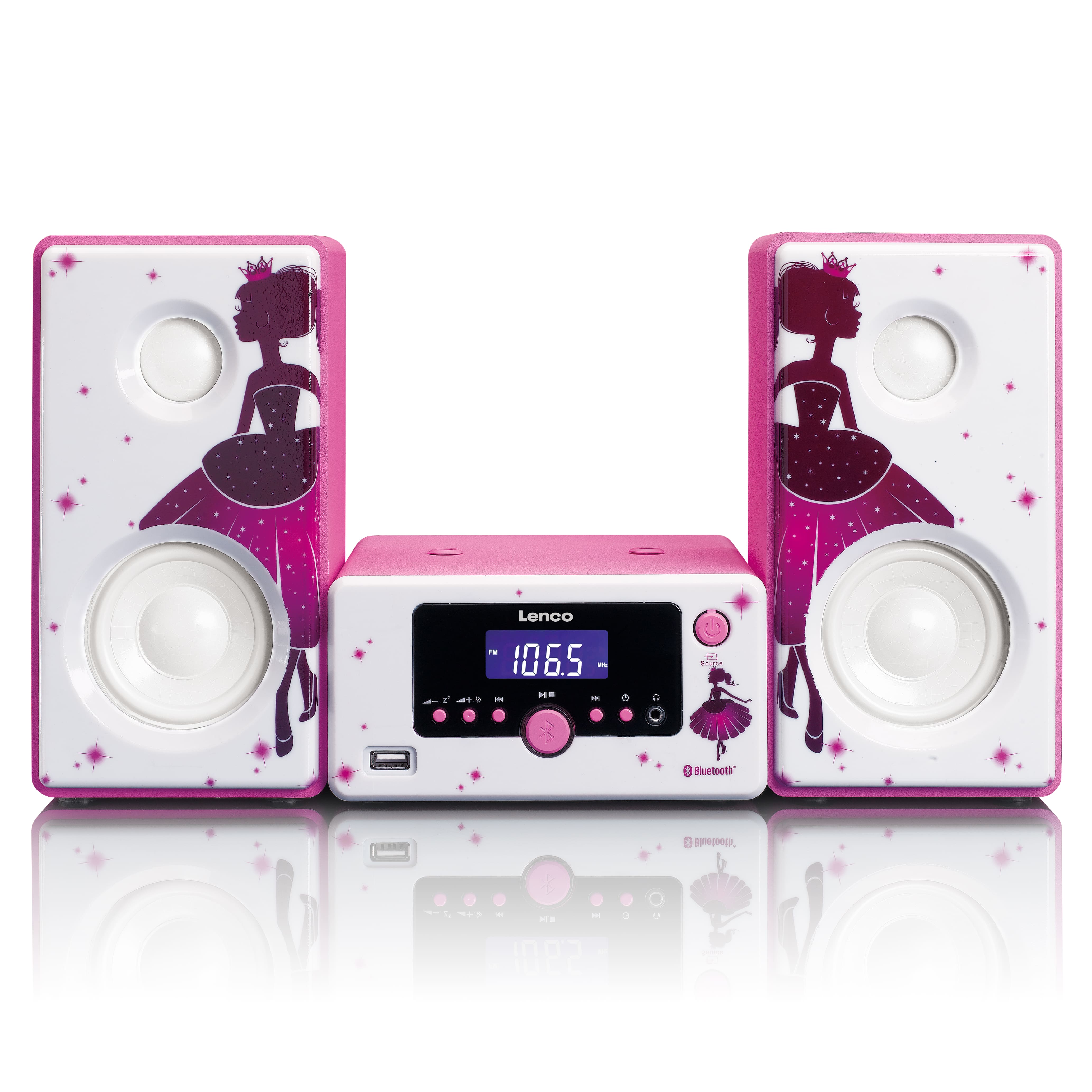 Lenco Micro Set Wecker Bluetooth&reg; FM Radio USB Aux-in Princess - Bild 1