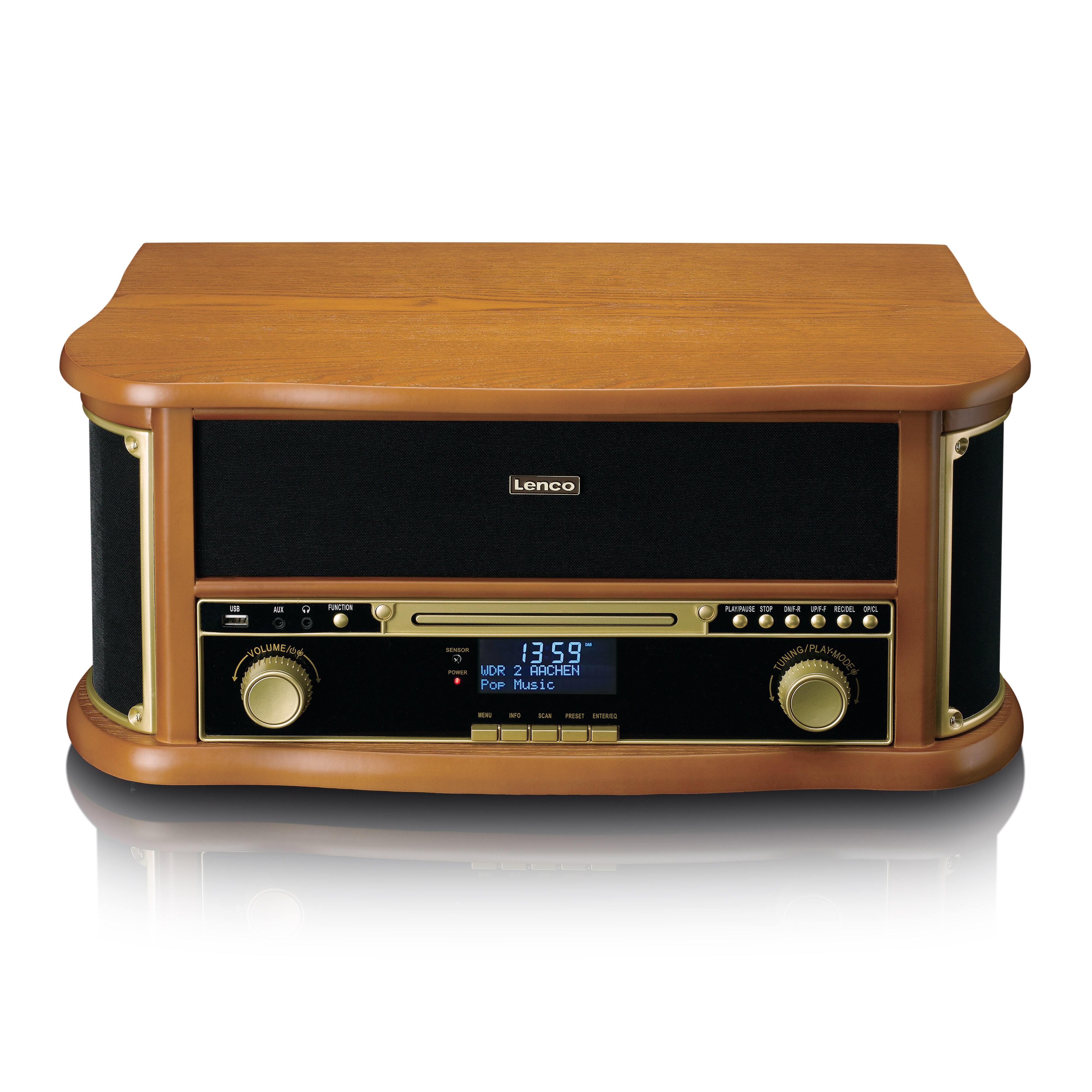 Lenco Retro-Schallplattenspieler aus Holz mit Bluetooth&reg;, DAB+/FM-Radio, USB-Codierung, CD-Player, Kassettenspieler und eingebauten Lautsprechern - Bild 1