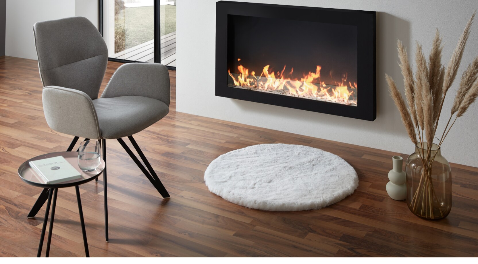 Dekor Deko-Fellteppich- rund &Oslash;80 cm creme - Bild 1