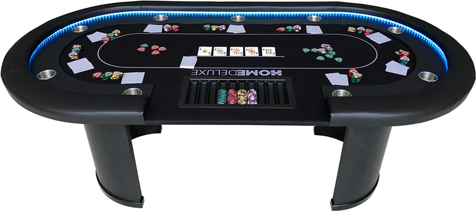 HOME DELUXE Pokertisch inkl. Pokerkoffer und 8 Stühlen LAS VEGAS – Für 9 Personen | 04058166267153