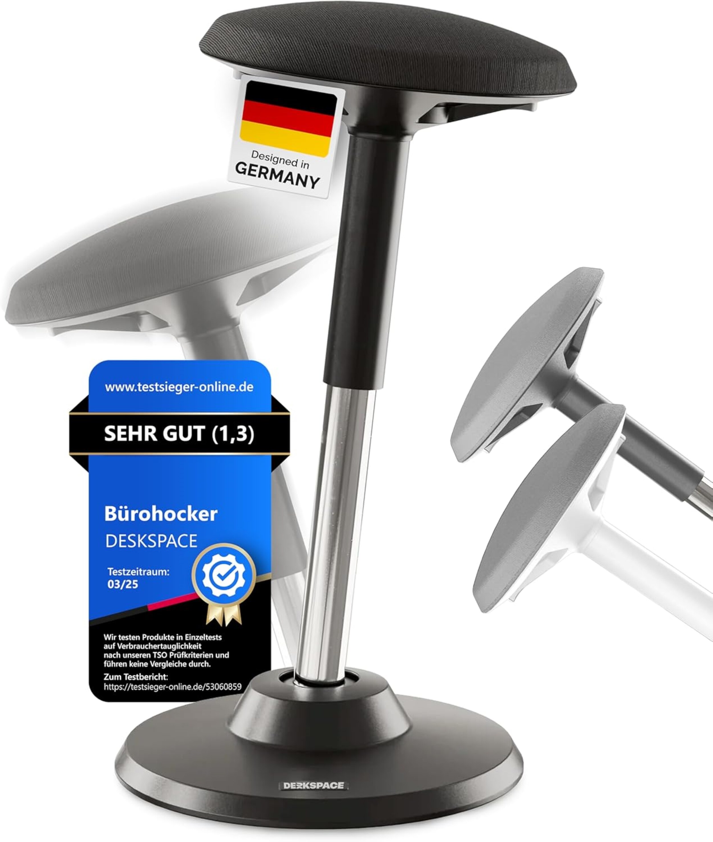 DESKSPACE Motion B&uuml;rohocker, Stehstuhl, Schwarz - Bild 1