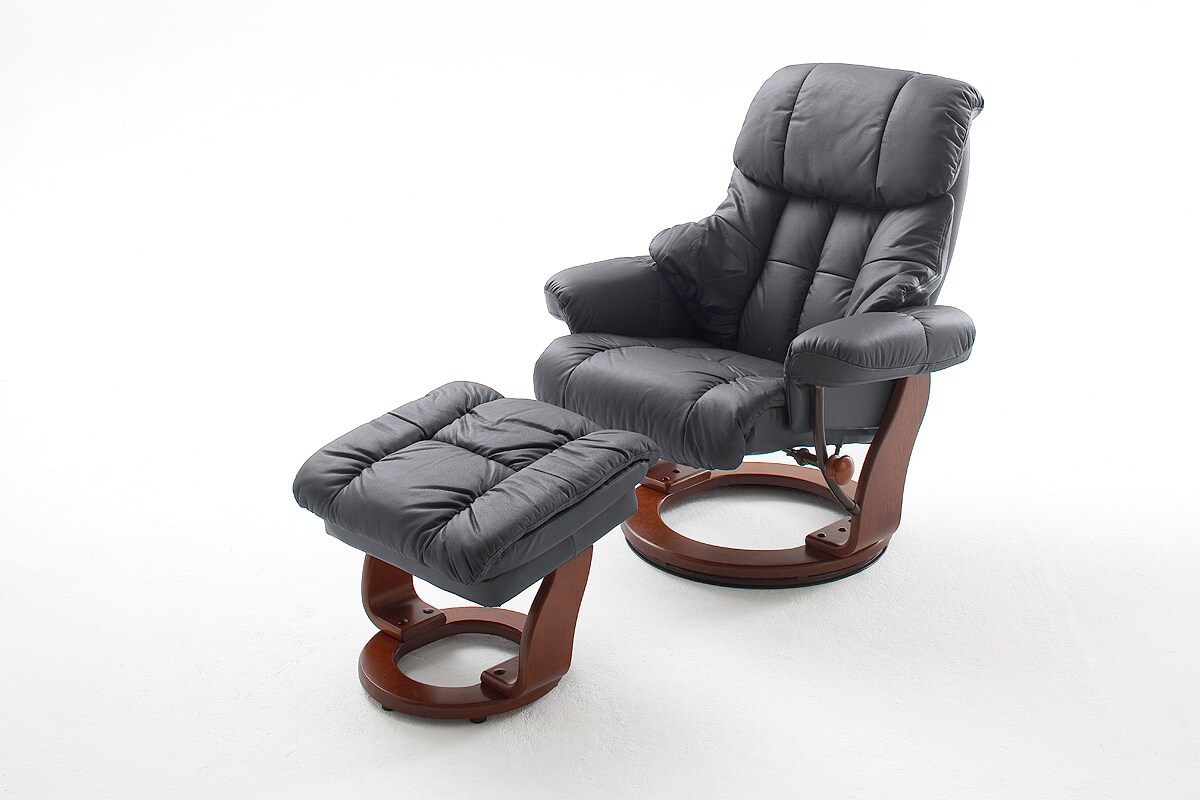iNNoSeat by MCA + CALGARY Relaxer mit Hocker - versch. Farben - Schwarz/Wallnuss - Bild 1