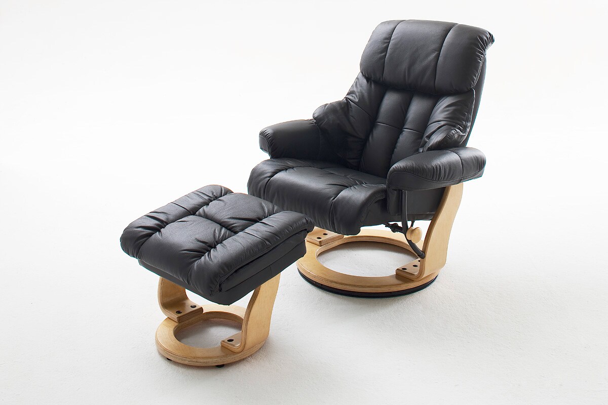 iNNoSeat by MCA + CALGARY Relaxer mit Hocker - versch. Farben - Schwarz/Natur - Bild 1