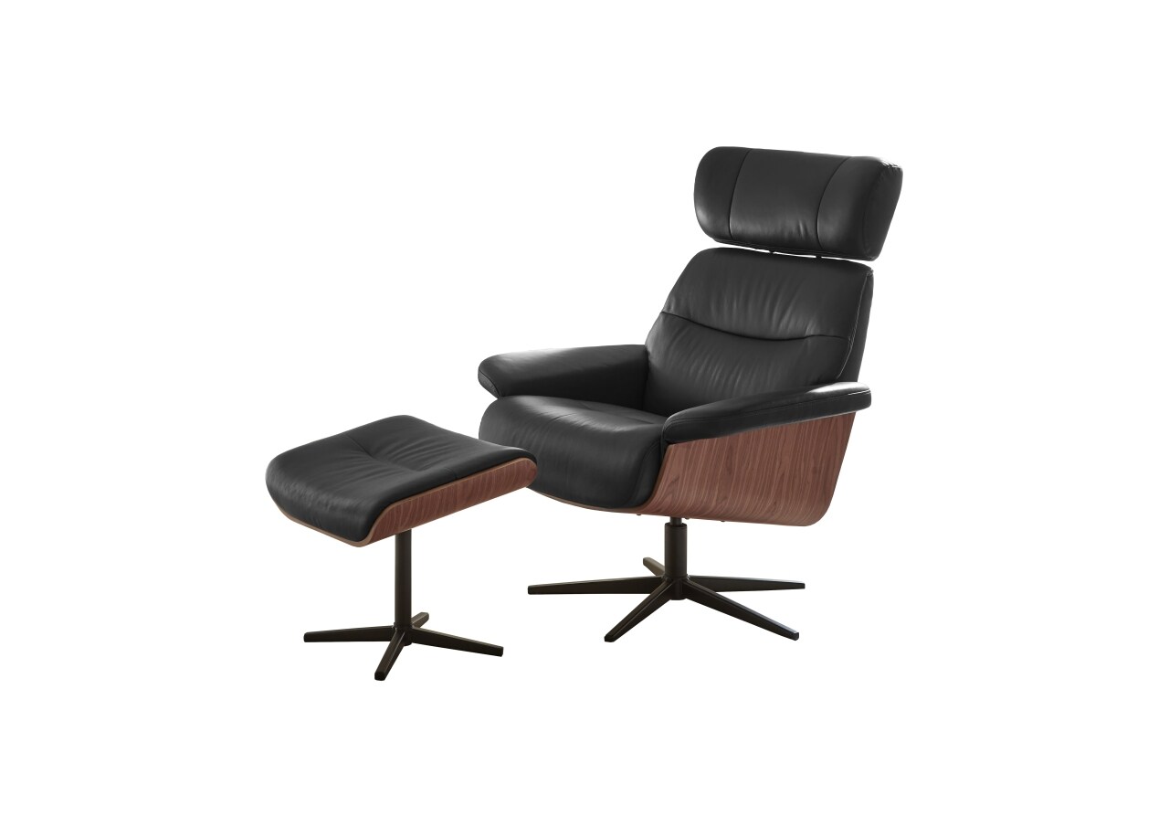 iNNoSeat by MCA + MANILA Relaxer mit Hocker manuell - versch. Farben - Schwarz/Schwarz - Bild 1