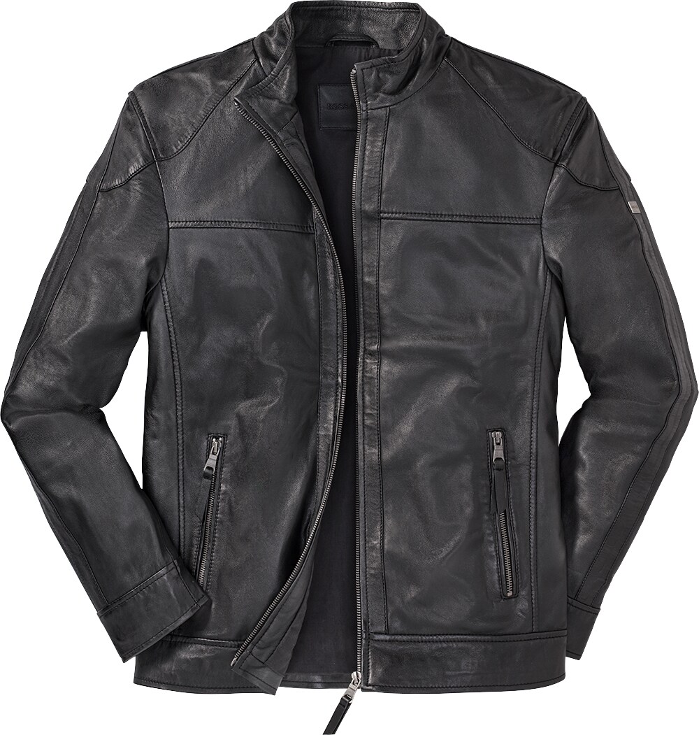 Ross & Cole Herren Lederjacke mit Stehkragen