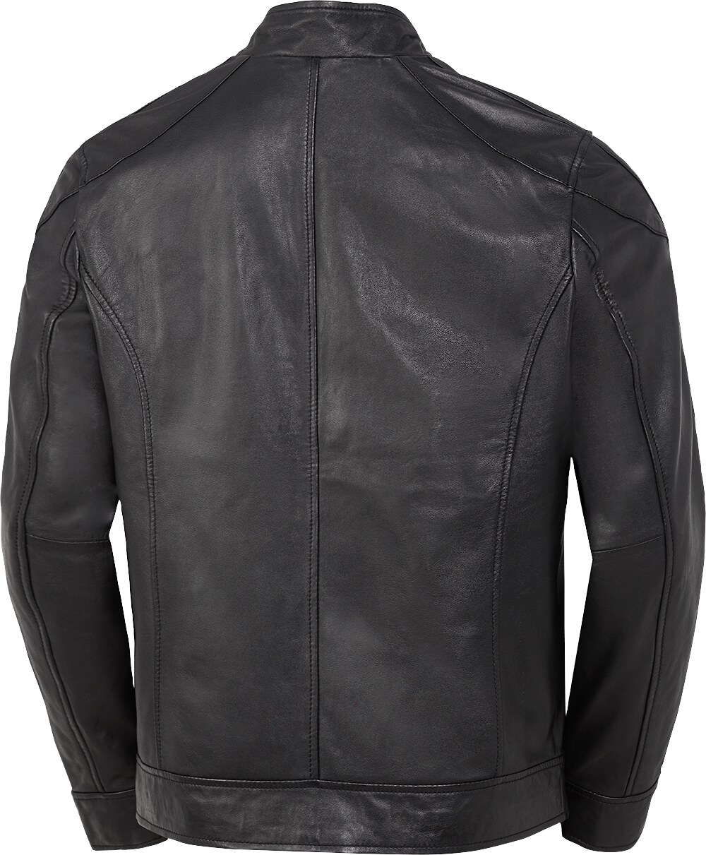 Ross & Cole Herren Lederjacke mit Stehkragen