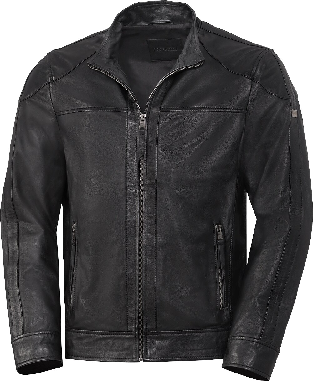 Ross & Cole Herren Lederjacke mit Stehkragen