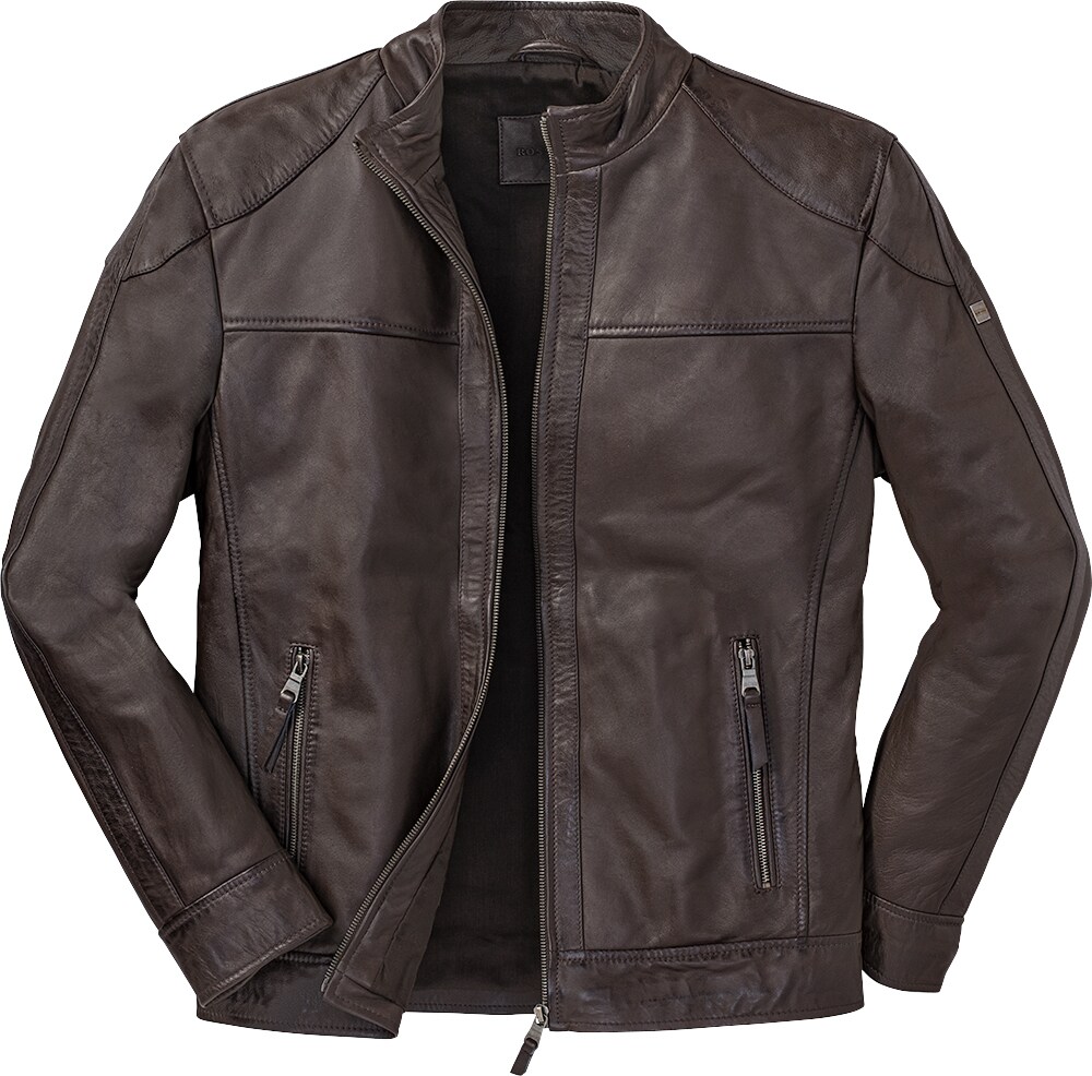 Ross & Cole Herren Lederjacke mit Stehkragen