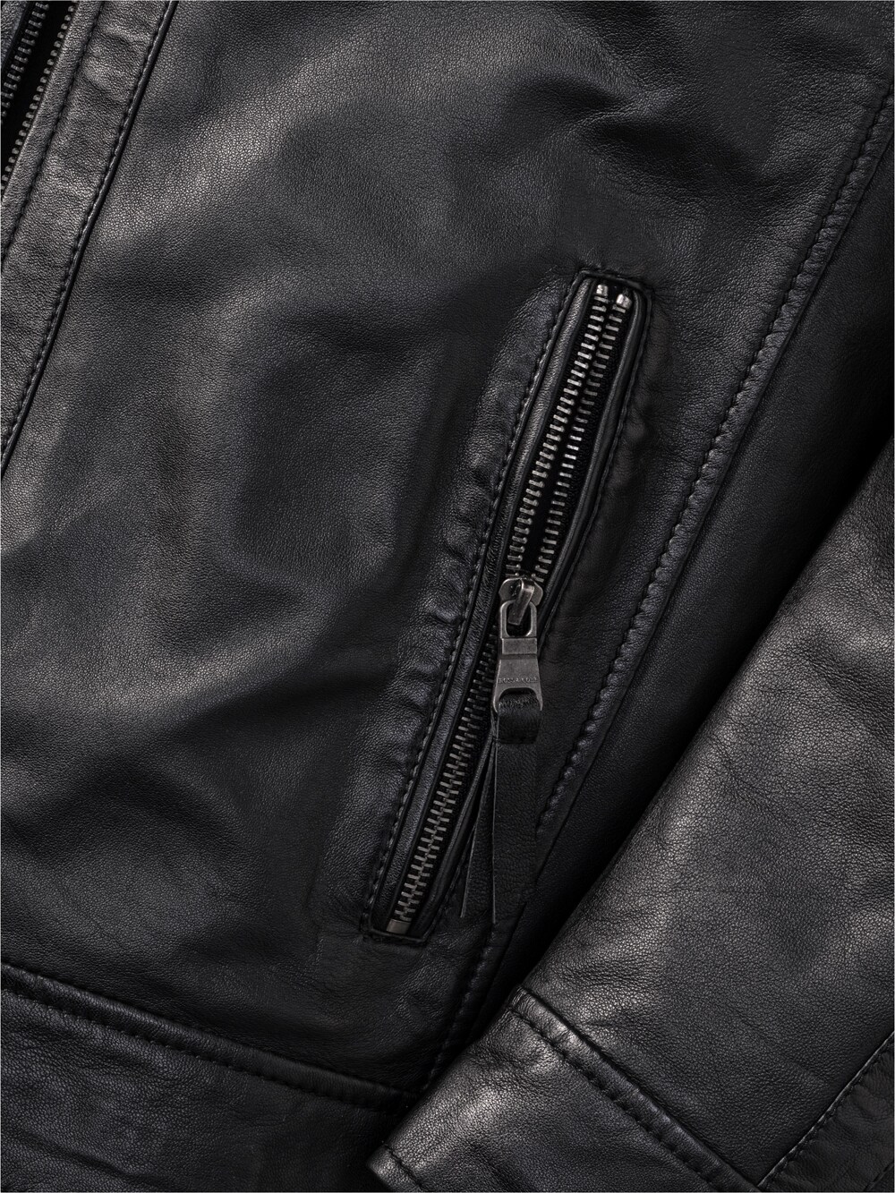 Ross & Cole Herren Lederjacke mit Stehkragen