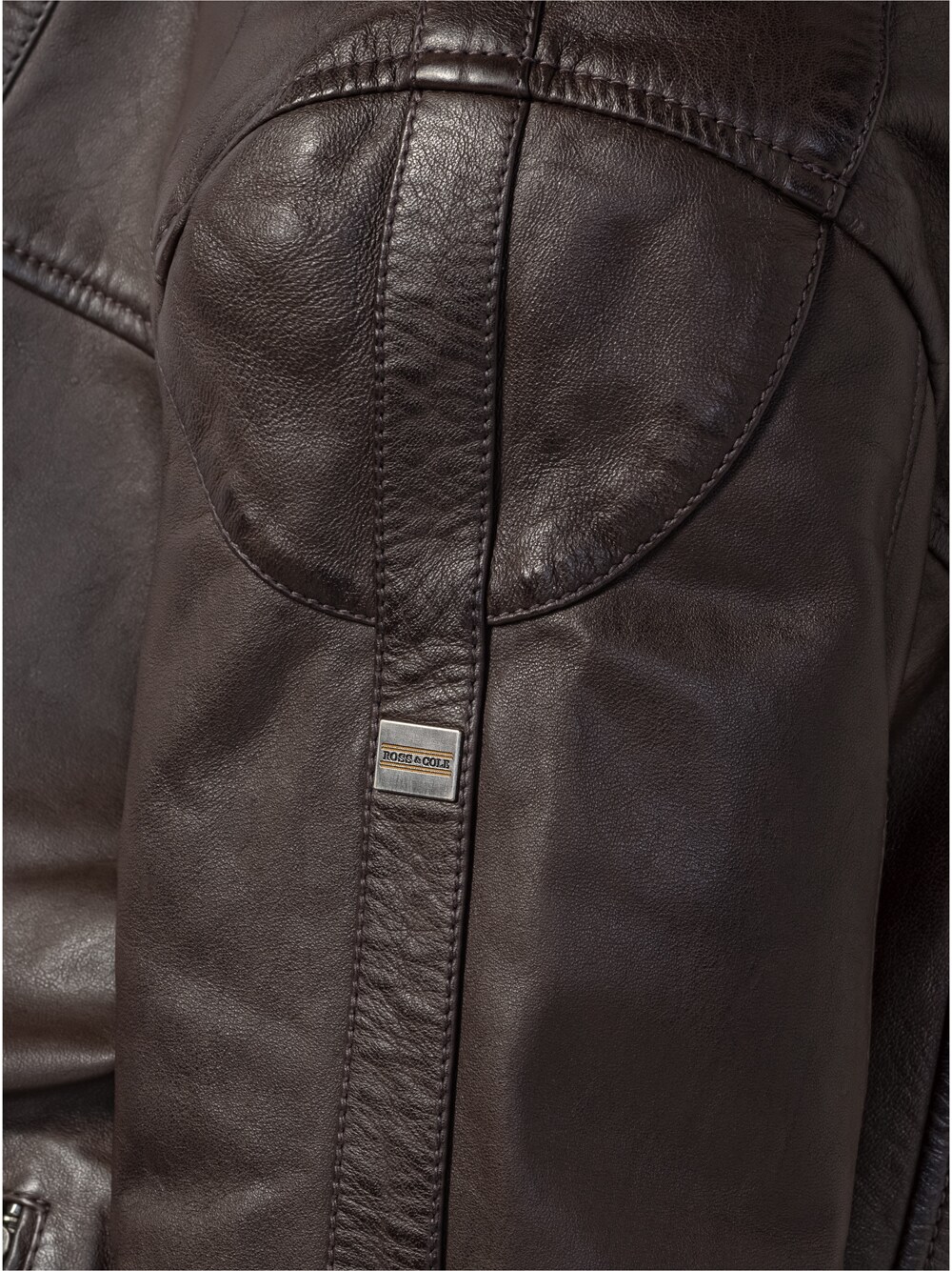 Ross & Cole Herren Lederjacke mit Stehkragen