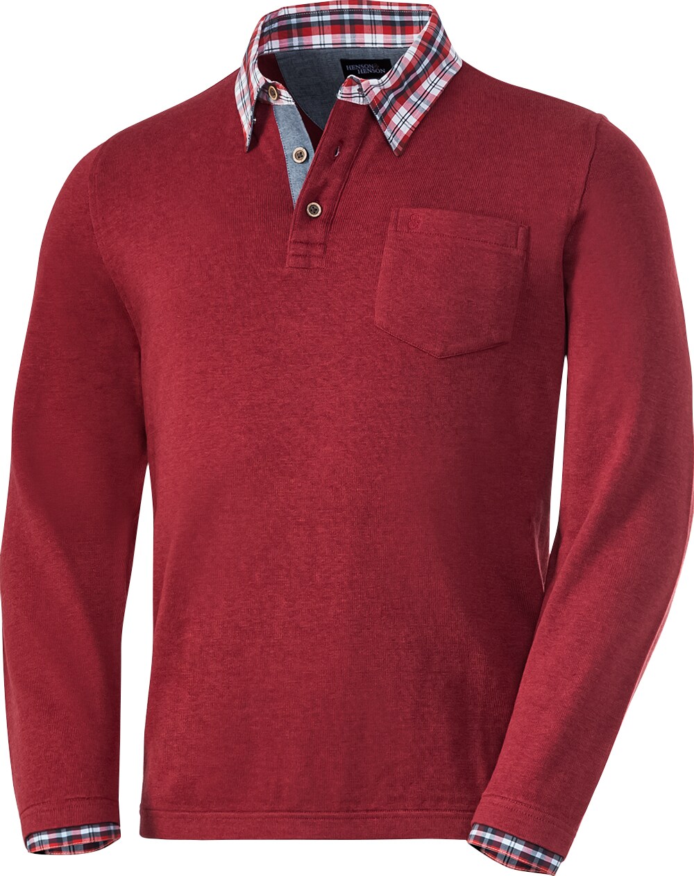 Henson&Henson Herren Pullover mit Hemdkragen