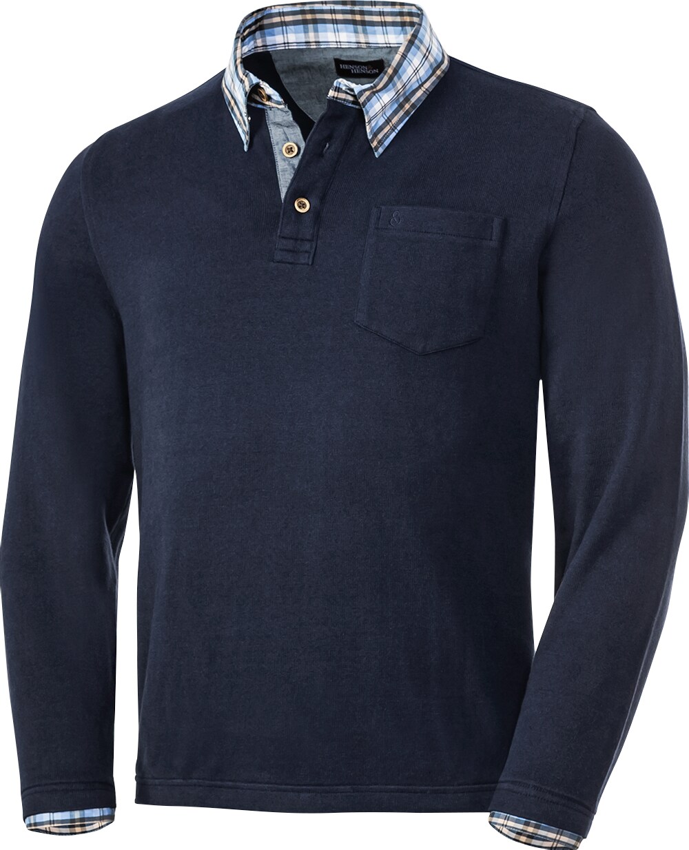 Henson&Henson Herren Pullover mit Hemdkragen
