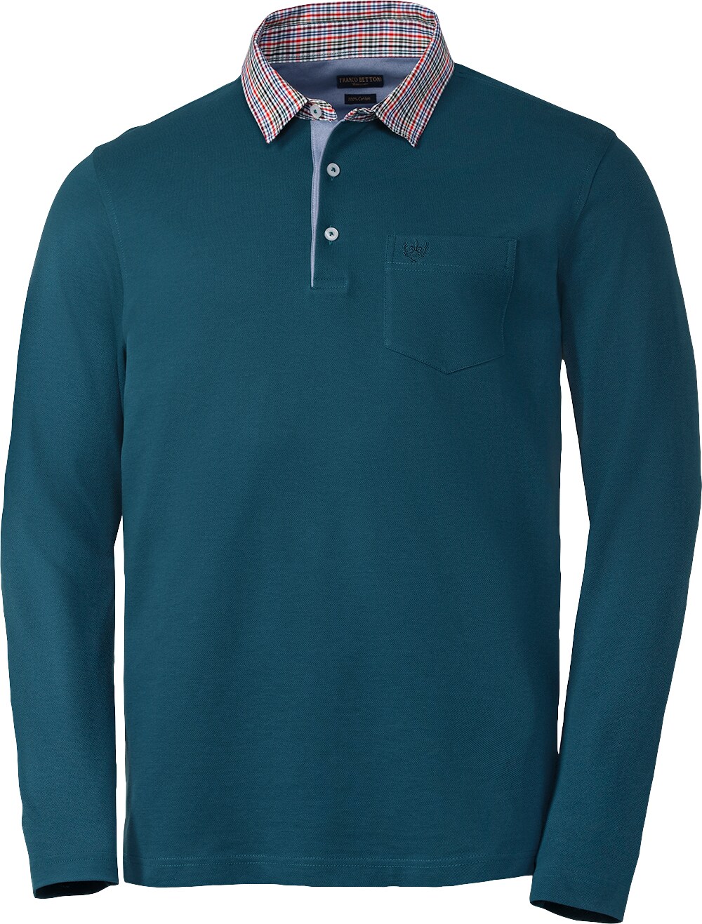 Franco Bettoni Herren Poloshirt mit Hemdkragen langarm