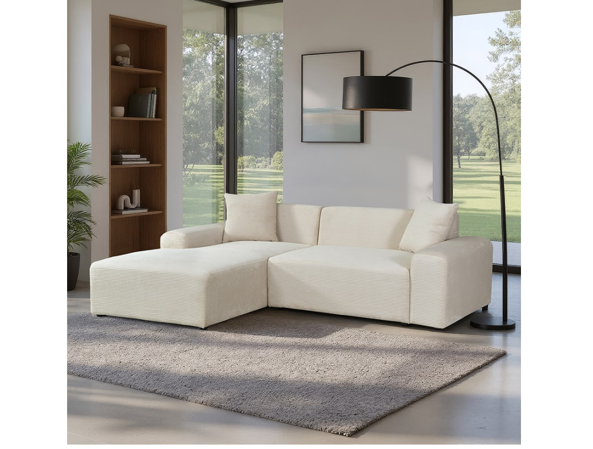 HOME DELUXE Ecksofa AMELIO Cord Beige Links - 240 x 178 cm - Bild 1