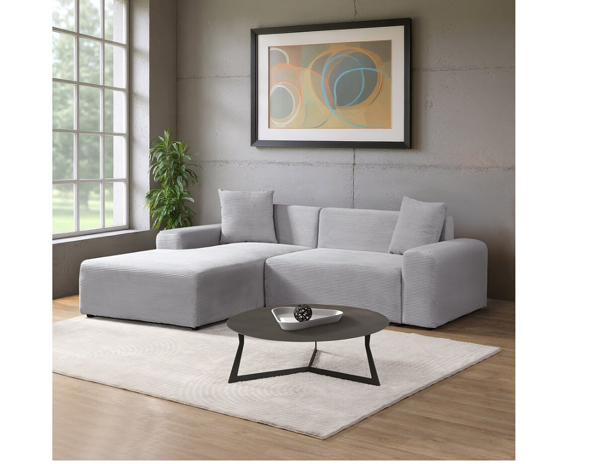 HOME DELUXE Ecksofa AMELIO Cord Grau Links – 240 x 178 cm | 04058166434098