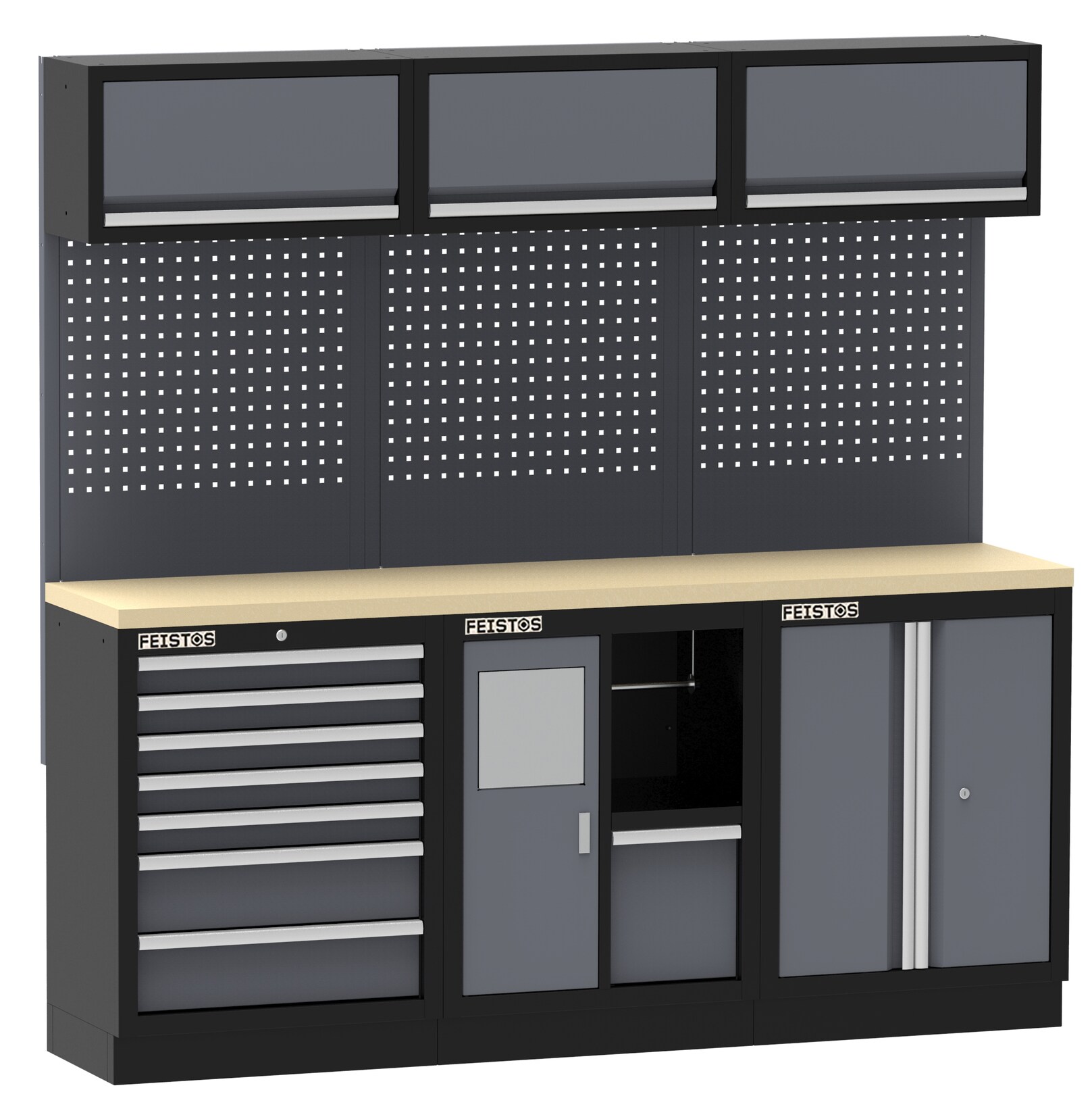 Feistos Werkstatteinrichtung Apollo 11 Schwarz/Anthrazit   46x204x200cm | 04260280778778