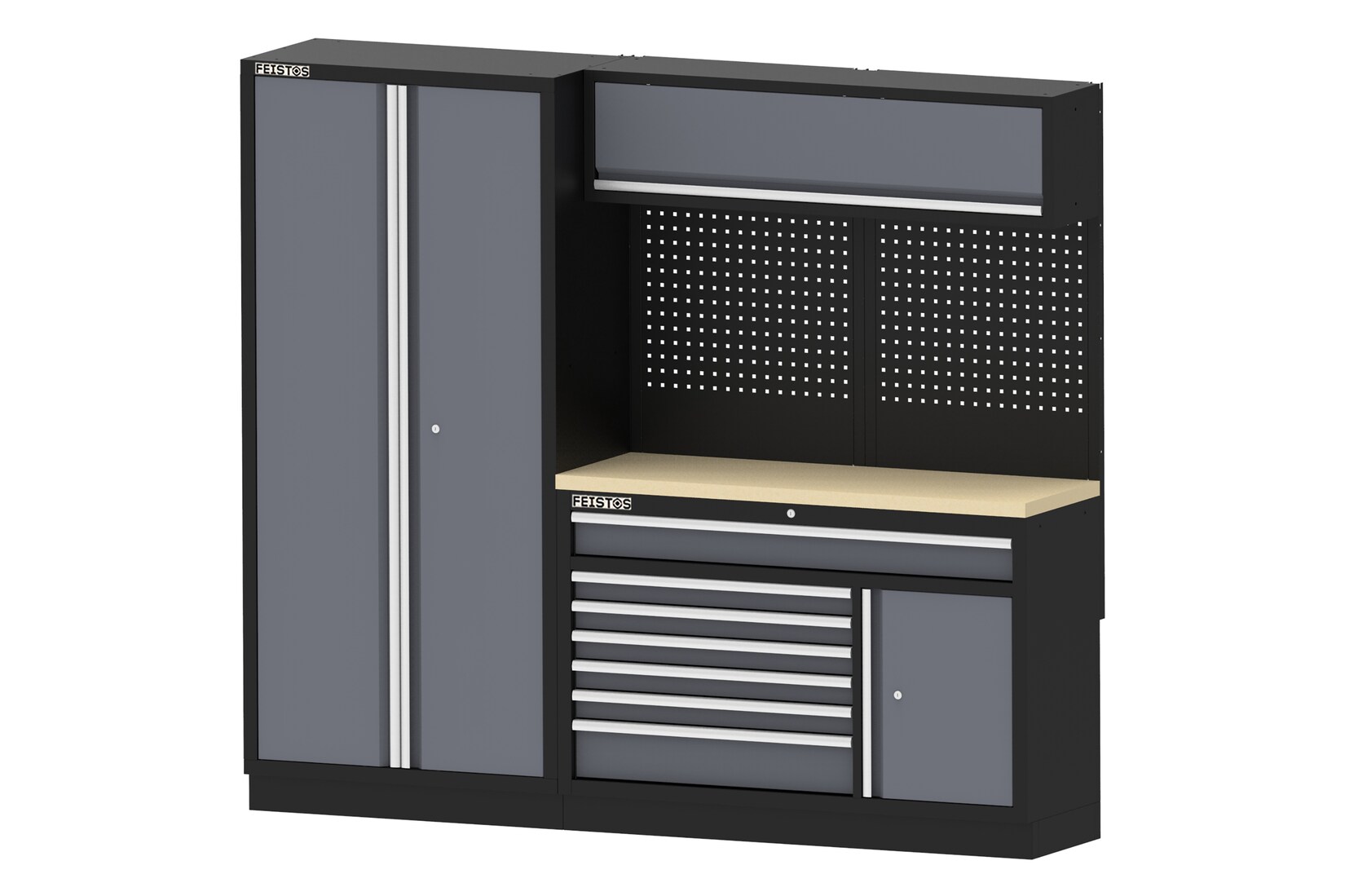 Feistos Werkstatteinrichtung Apollo 32 Schwarz/Anthrazit   46x228x200cm | 04262519770195