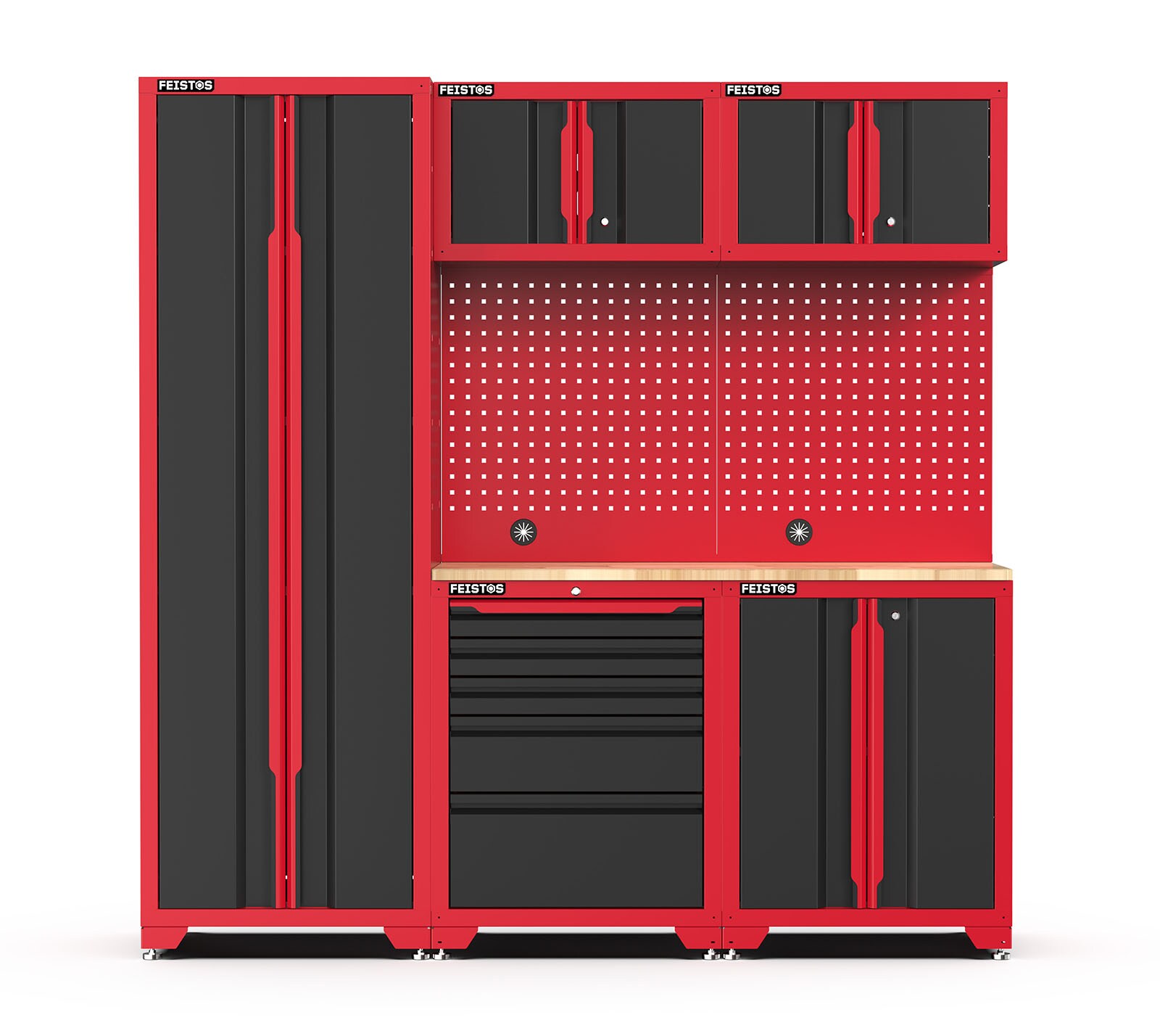 Feistos FEISTOS Werkstatteinrichtung Novo 1 | Metall Werkzeugschrank schwarz & rot | 45,7x198x198cm - Bild 1