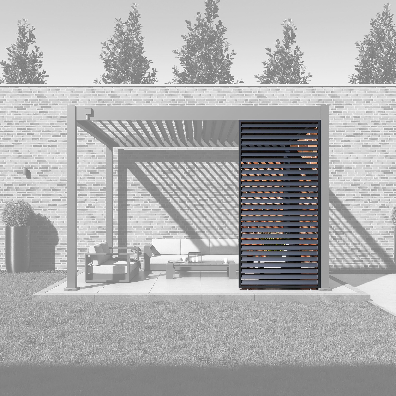 Paragon Outdoor Outdoor Lamellen Sichtschutz für Pergola Grand Tuscan 10 Grau 94x234cm