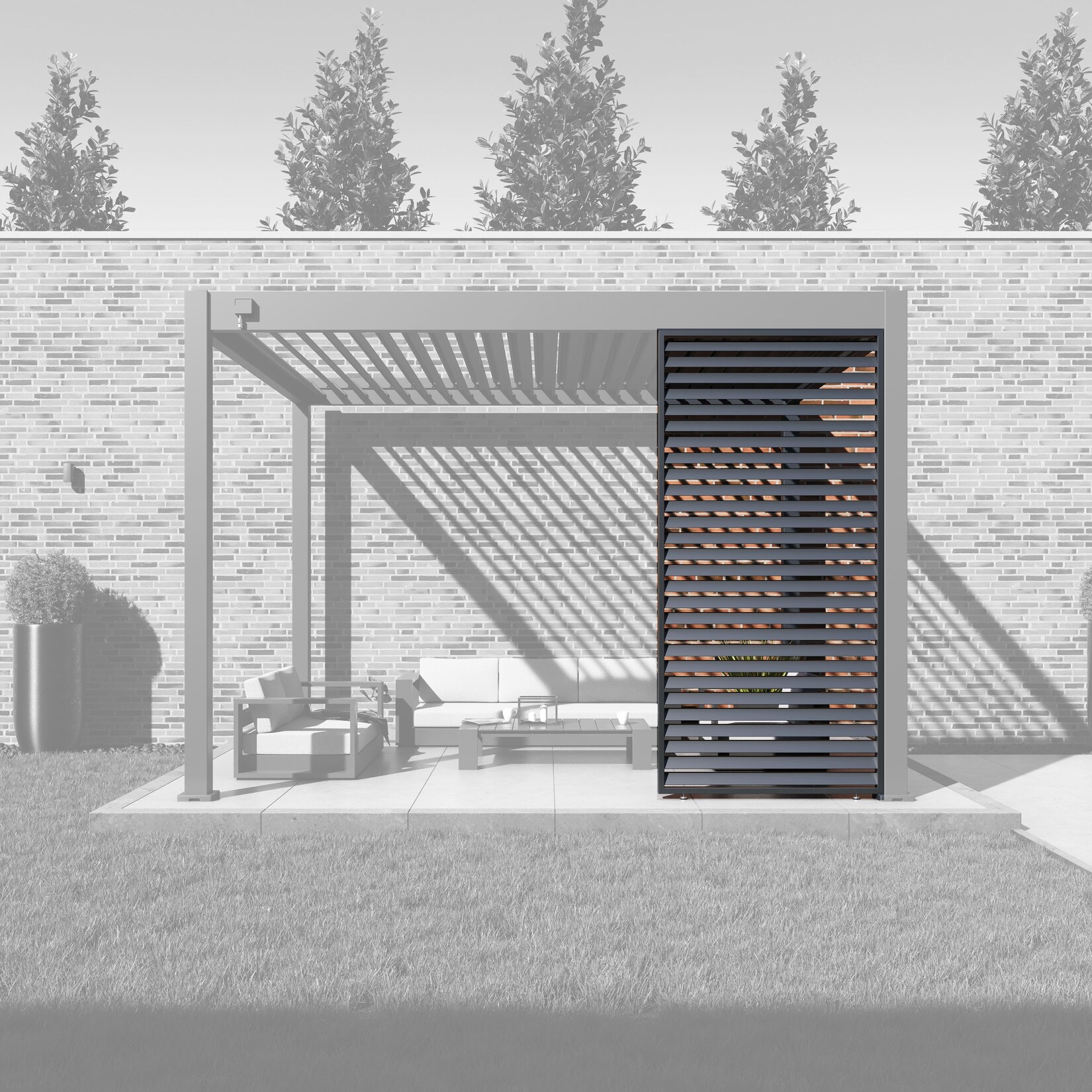 Paragon Outdoor Outdoor Lamellen Sichtschutz für Pergola Grand Tuscan 12 Grau 114x234cm