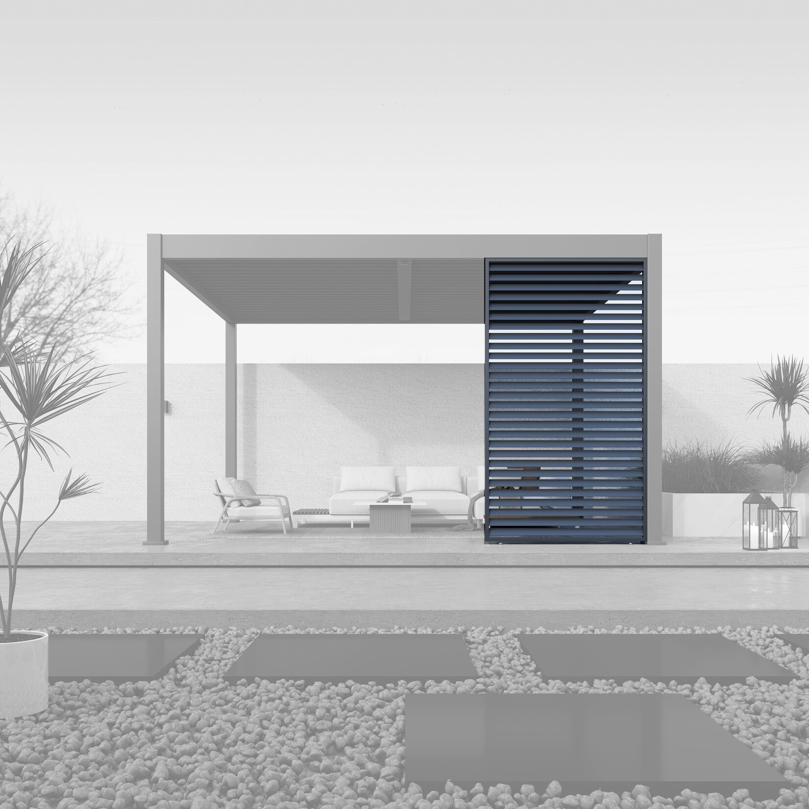 Paragon Outdoor Outdoor Lamellen Sichtschutz für Pergola Grand Tuscan 14 Grau 135x234cm