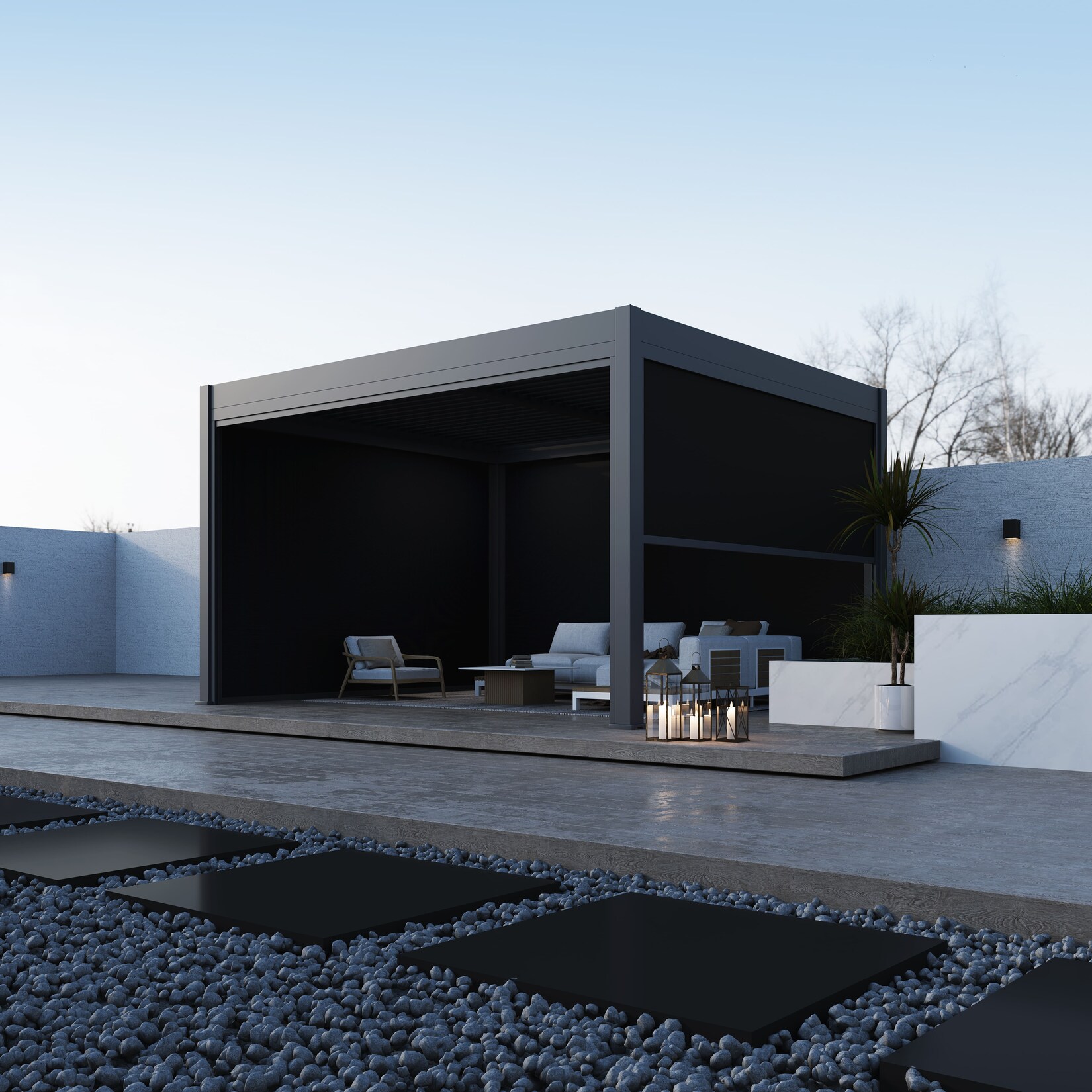 Paragon Outdoor Outdoor Seitenteil für Pergola Grand Tuscan 10 Grau 279x237cm