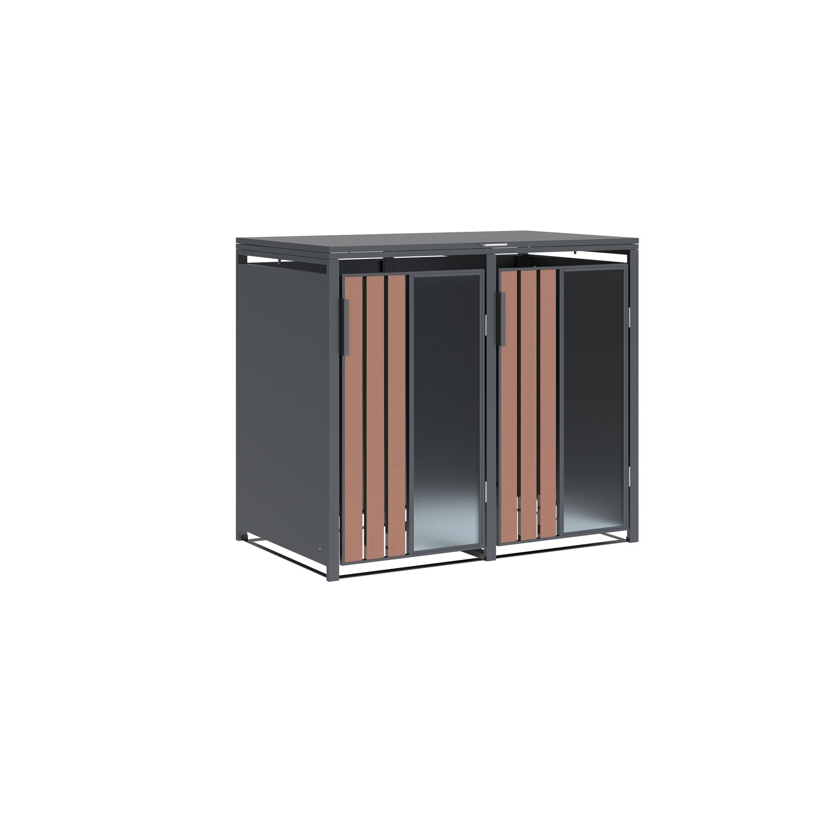 Westmann Mülltonnenbox Status 2   2 x 240L Anthrazit & Holzoptik 80x132x116cm