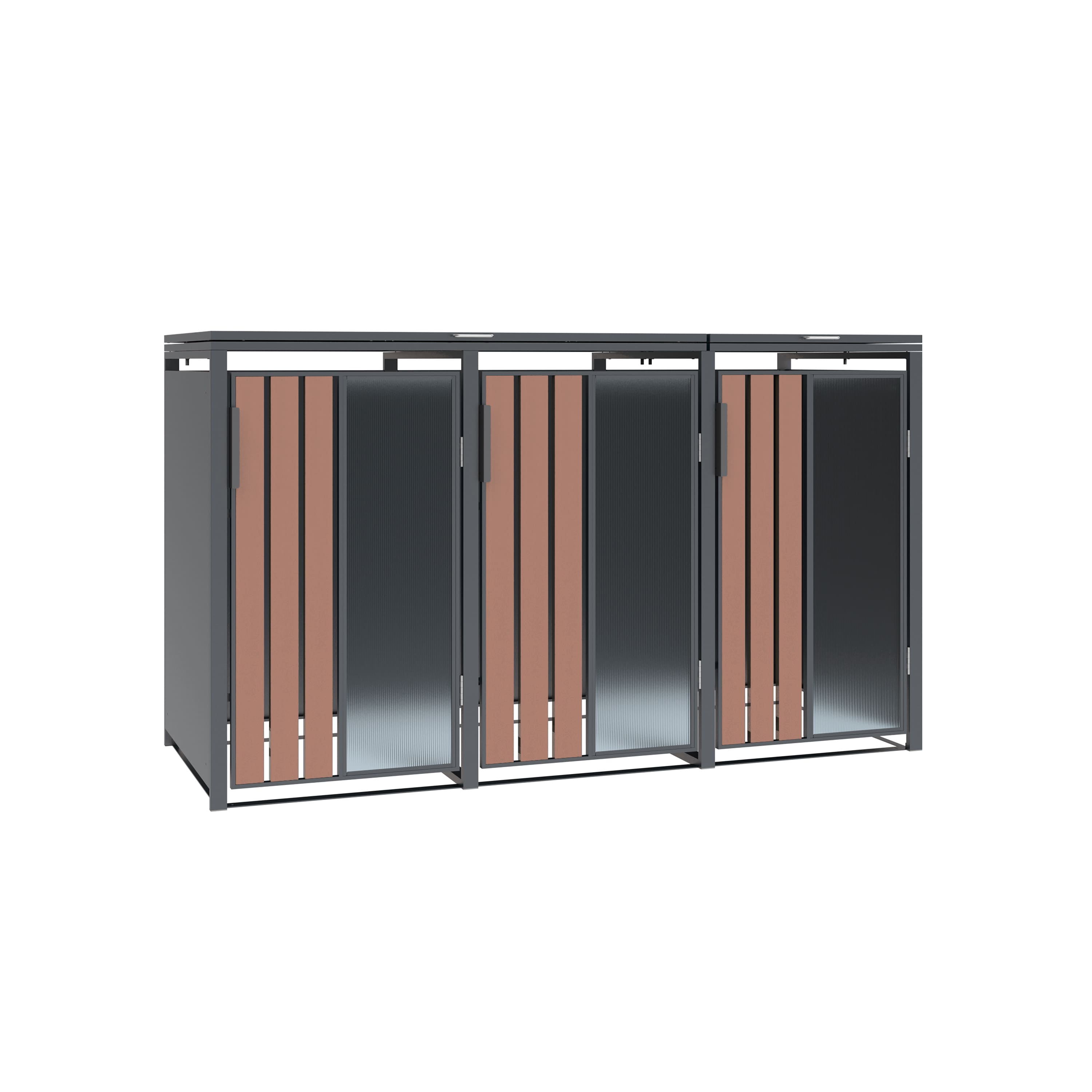 Westmann M&uuml;lltonnenbox Status 3 | 3 x 240L Anthrazit & Holzoptik|80x198x116cm - Bild 1