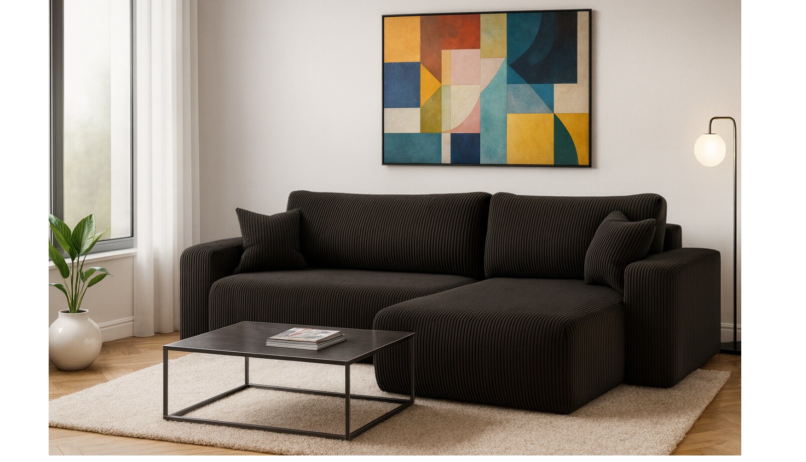 Inter Trading Ecksofa Austin 272×224 cm Cord Anthrazit Poso 22 | 04065680003990