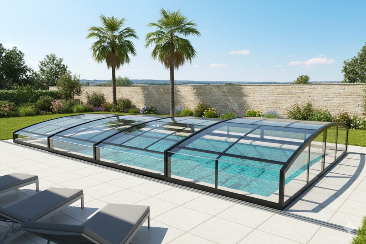 Pool&uuml;berdachung "Aqualina" aus Aluminium, ca. 6,63 x 3,26 x 0,8 m - Bild 1