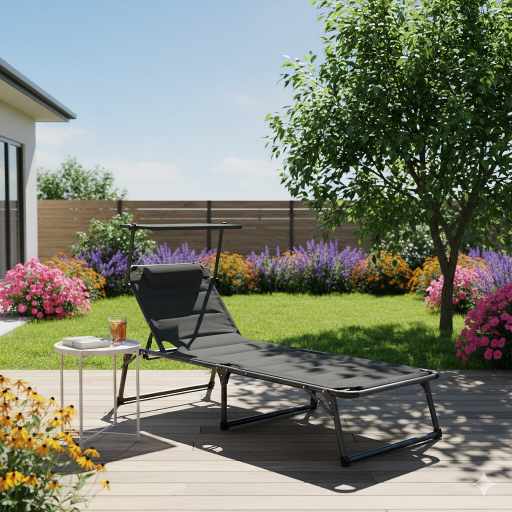 Komfort-Sonnenliege inkl. Kissen gepolstert aus Aluminium - Anthrazit - Bild 1