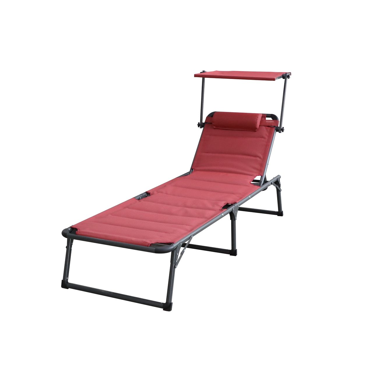 Komfort-Sonnenliege inkl. Kissen gepolstert aus Aluminium - Rot - Bild 1