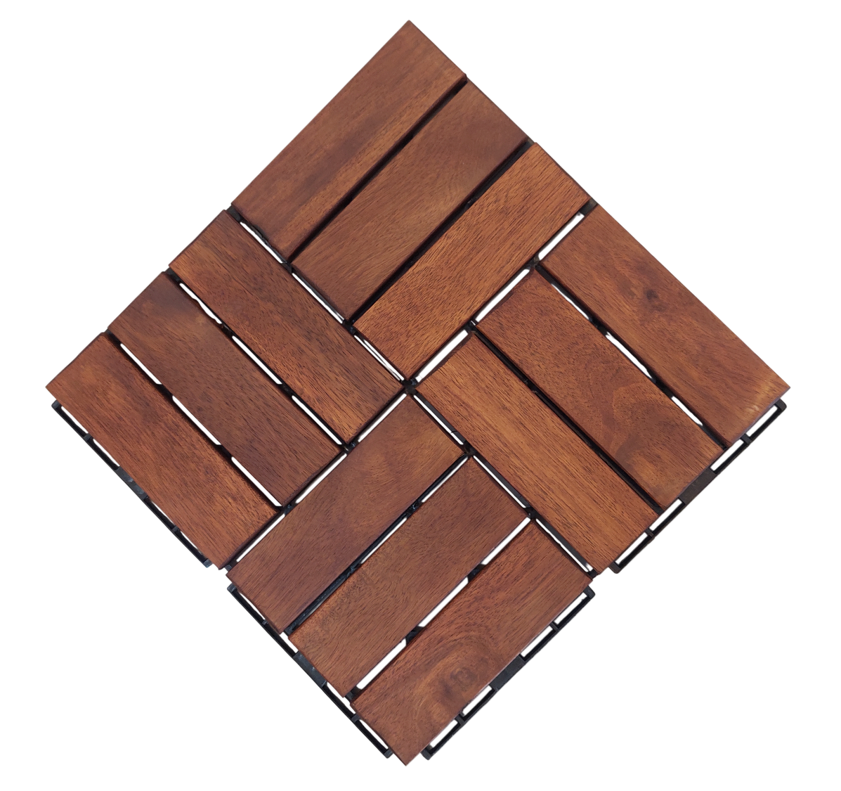 9er-Set Massivholz-Klickfliese aus Akazienholz, ca. 30 x 30 cm - Braun ge&ouml;lt - Bild 1