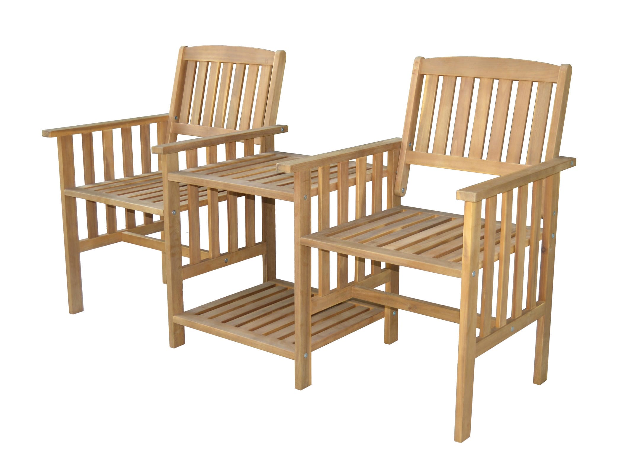 2-Sitzer-Gartenbank mit Beistelltisch klappbar, ca. 163 x 63 x 91 cm - Braun - Bild 1