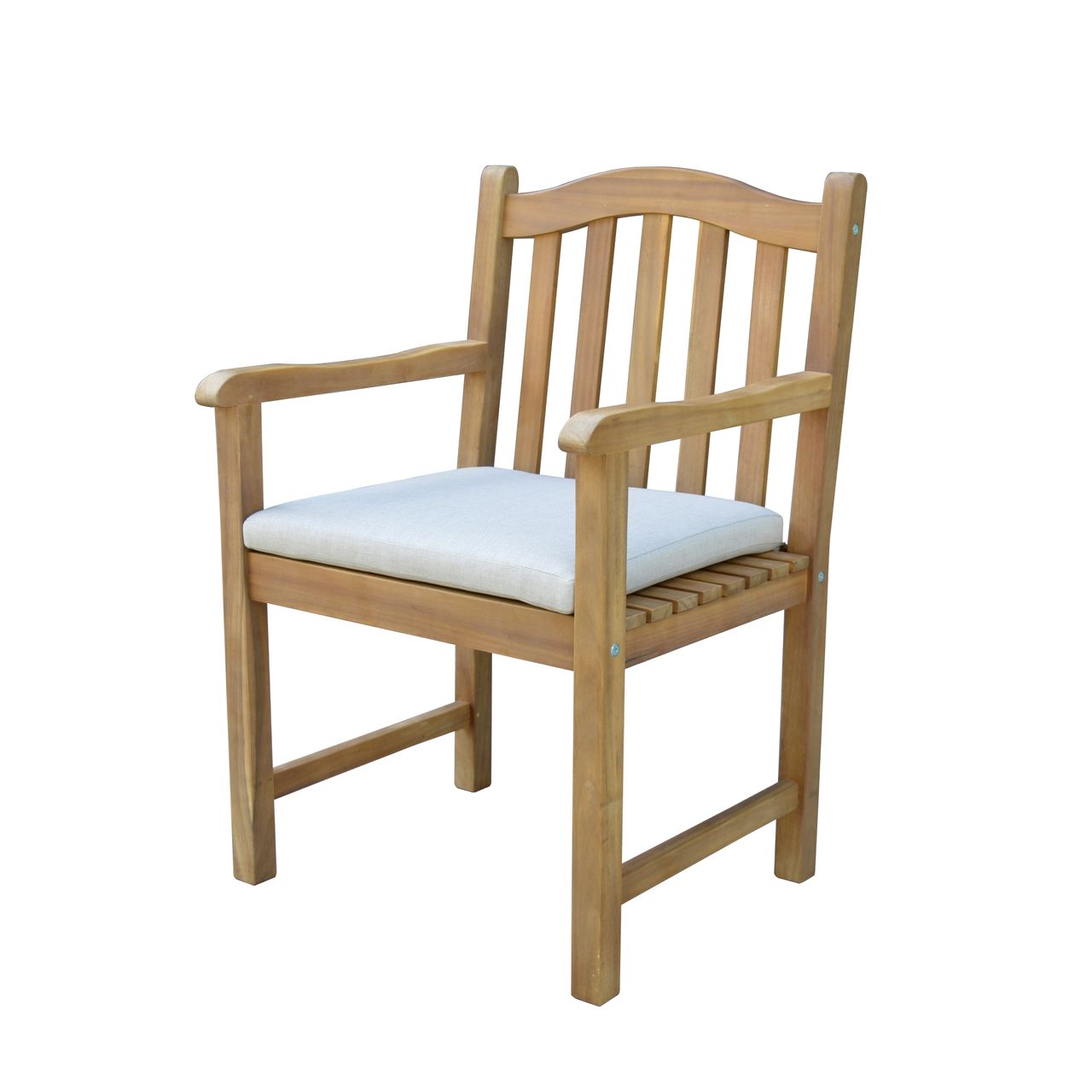 Gartenstuhl mit Armlehnen aus FSC-Akazienholz, mit Sitzkissen - Natur ge&ouml;lt - Bild 1