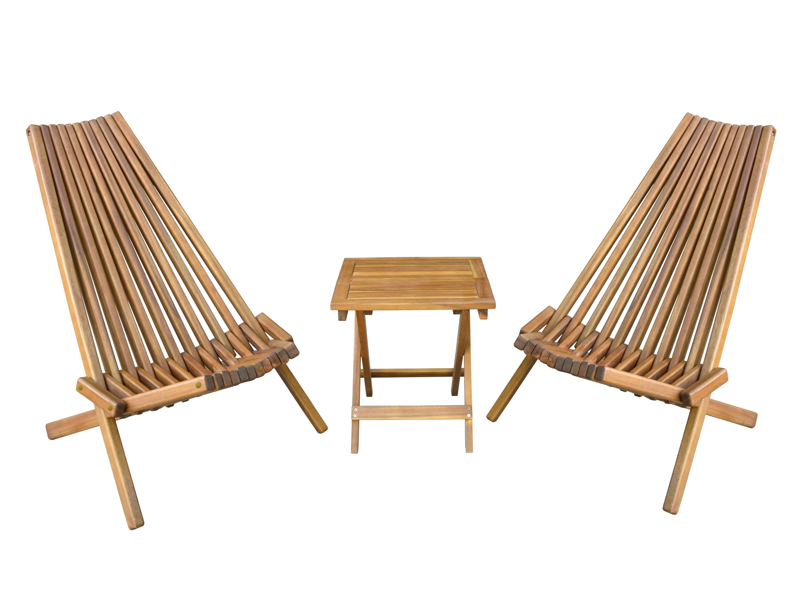 2er Set Holzliegestuhl mit Tisch aus Akazie klappbar - Bild 1