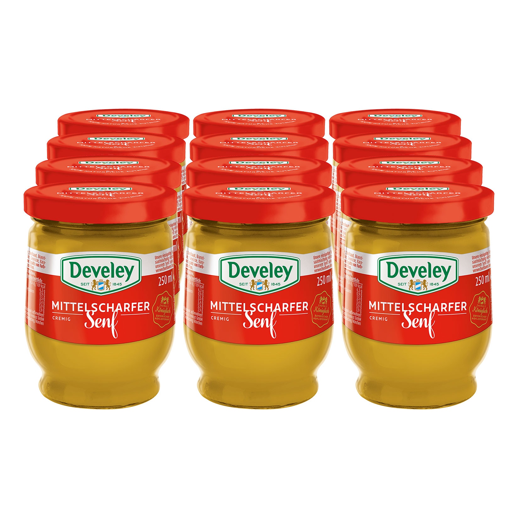 Develey Senf mittelscharf 250 ml, 12er Pack - Bild 1