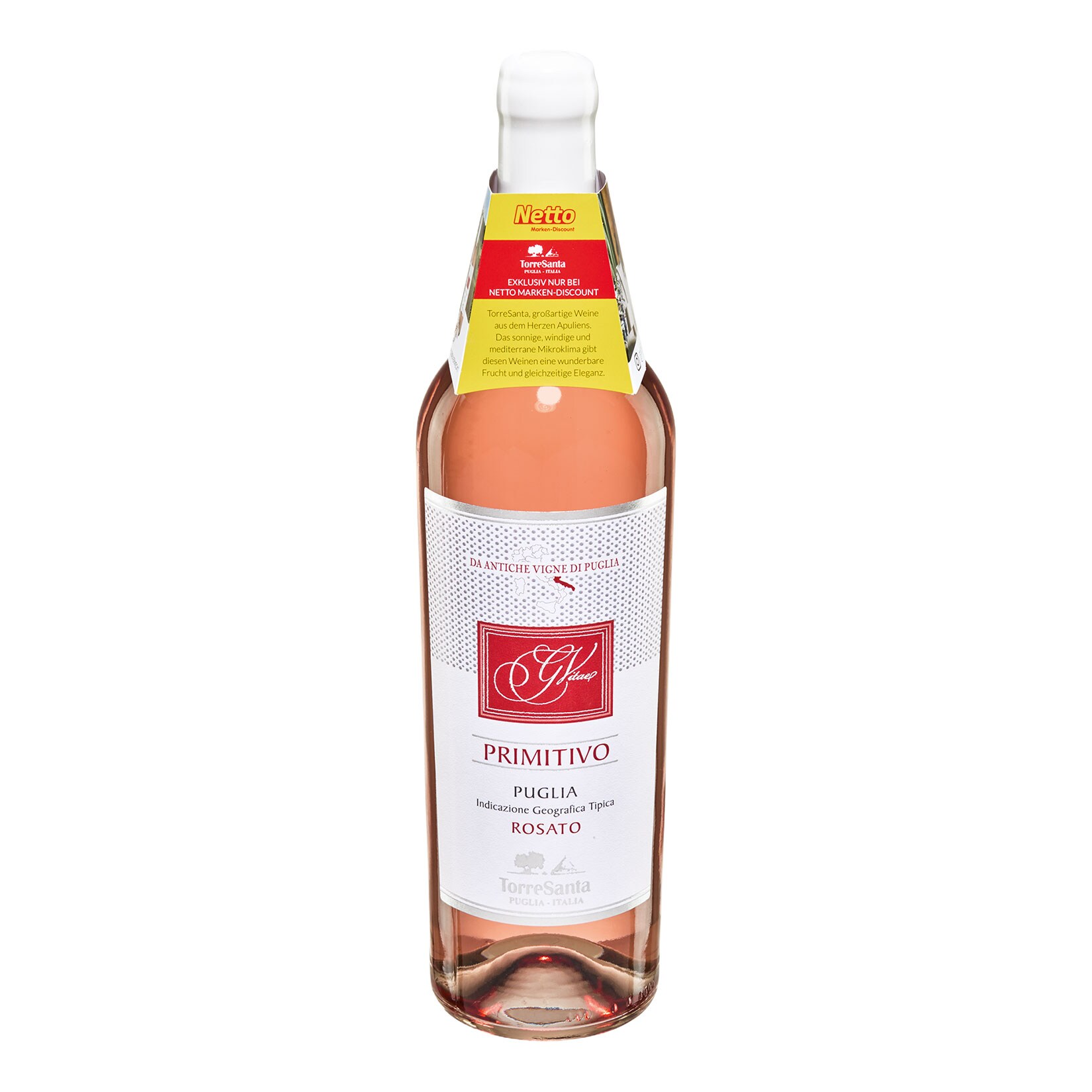 Netto Wein-Angebote - Torre Santa Primitivo Rosato Puglia IGT 11,5% vol 0,75 Liter - Inhalt: 6 Flaschen