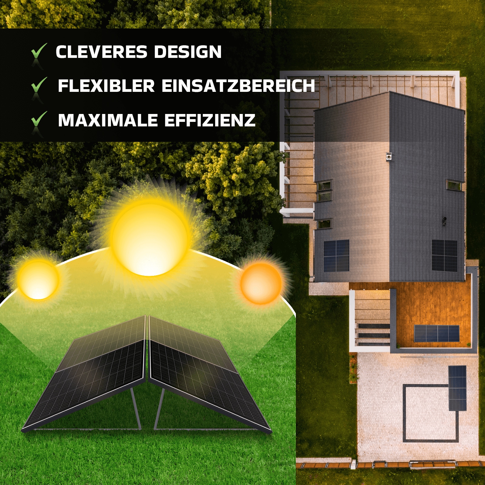 SUNNIVA Balkonkraftwerk 2000W Mit 2,24 KWh Speicher – Bifazial Fullblack, 4x 500W N-Type, Fertig Zum Einstecken