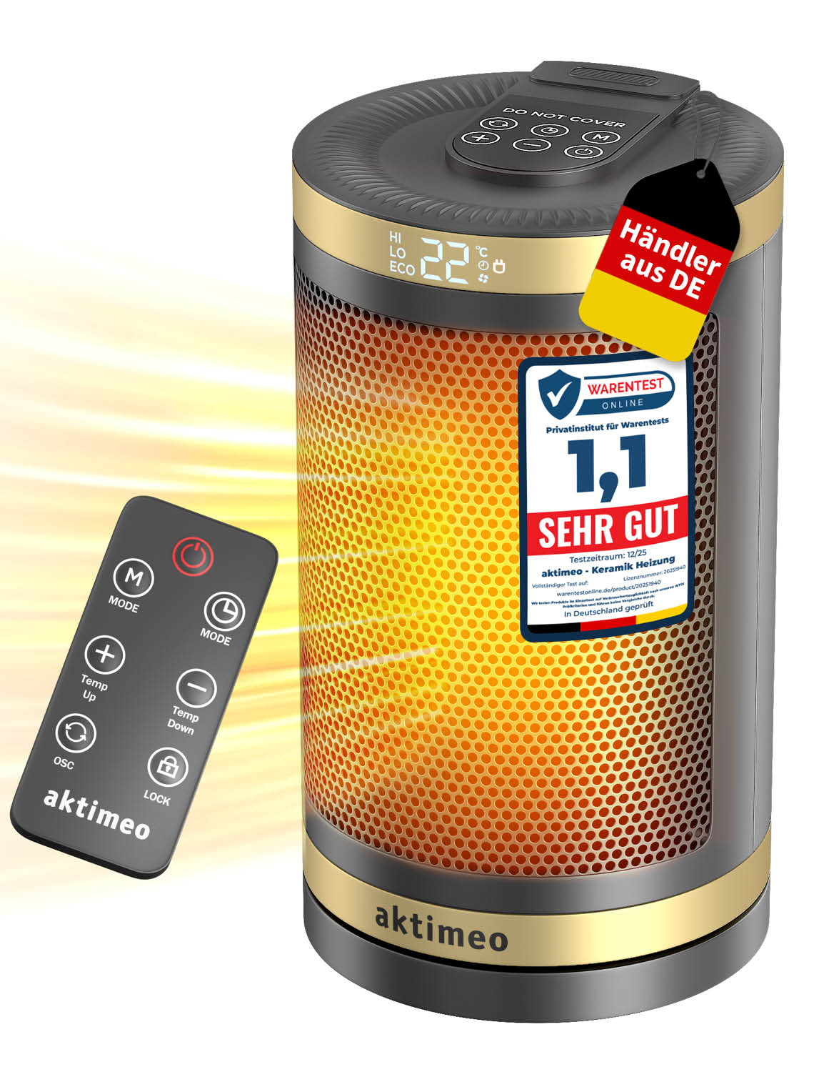 aktimeo Keramik Heizung Classic 1500 Watt, Gold - Bild 1