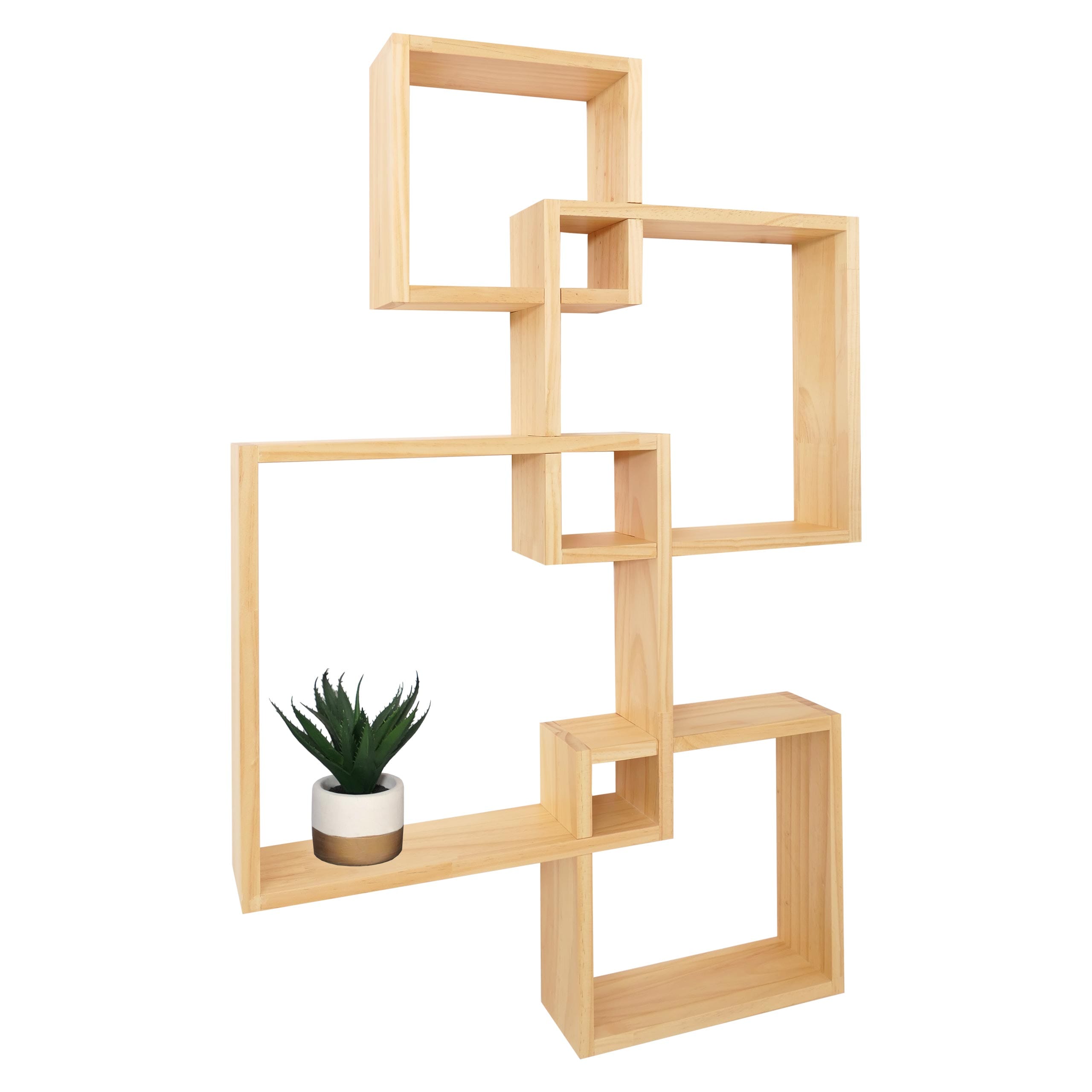 Wandregal MCW-P23, Schweberegal Wanddekoration H&auml;ngeregal W&uuml;rfelregal Designregal, 4 Regale MVG ~ natur - Bild 1