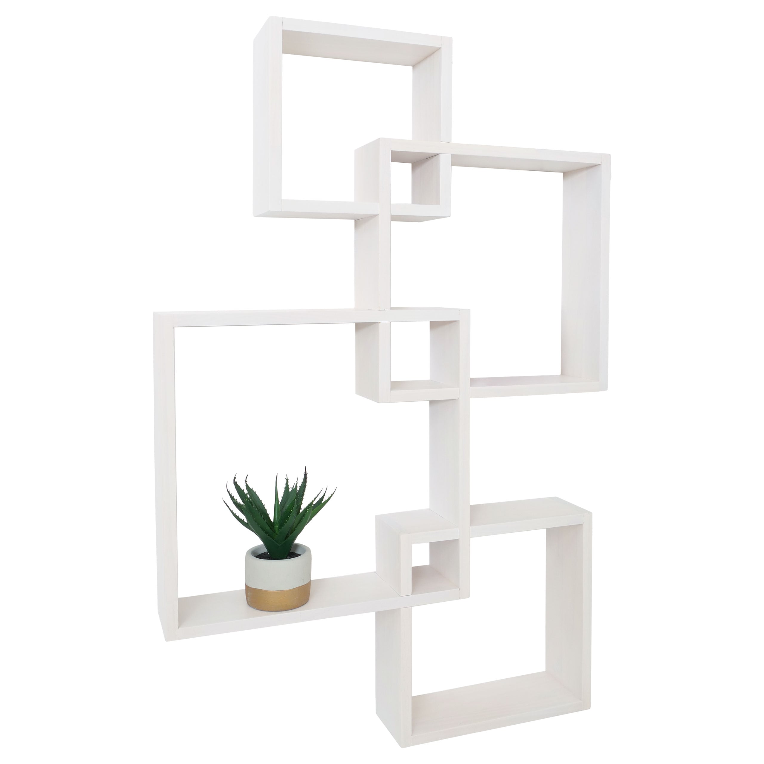 Wandregal MCW-P23, Schweberegal Wanddekoration H&auml;ngeregal W&uuml;rfelregal Designregal, 4 Regale MVG ~ wei&szlig; - Bild 1