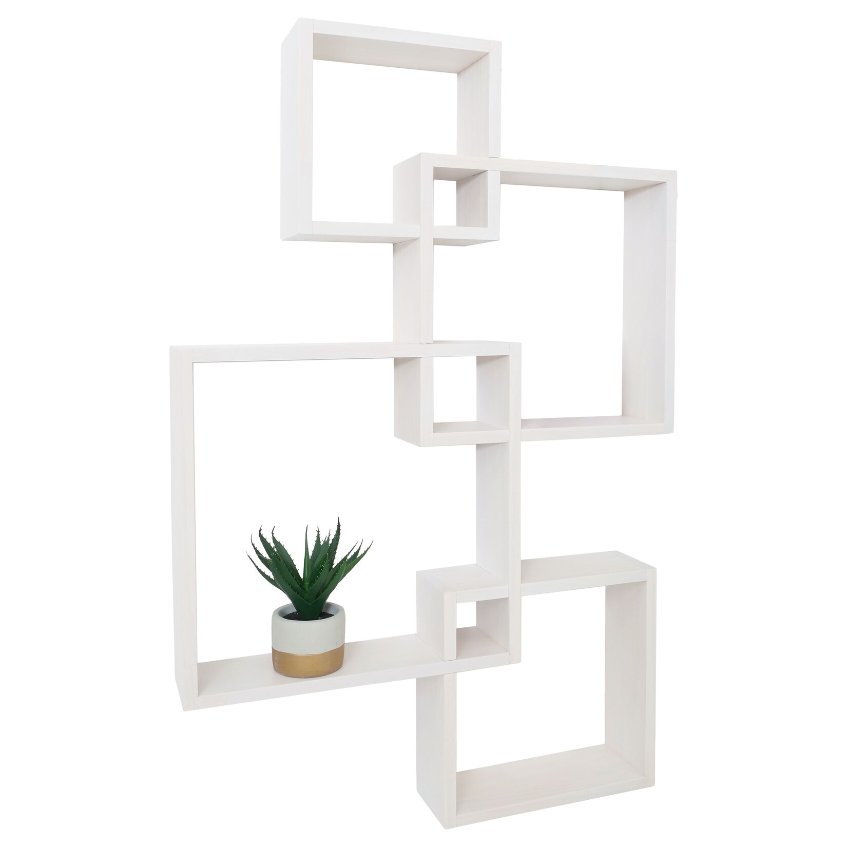 Wandregal MCW-P23, Schweberegal Wanddekoration Hängeregal Würfelregal Designregal, 4 Regale MVG ~ weiß | 04057651800233