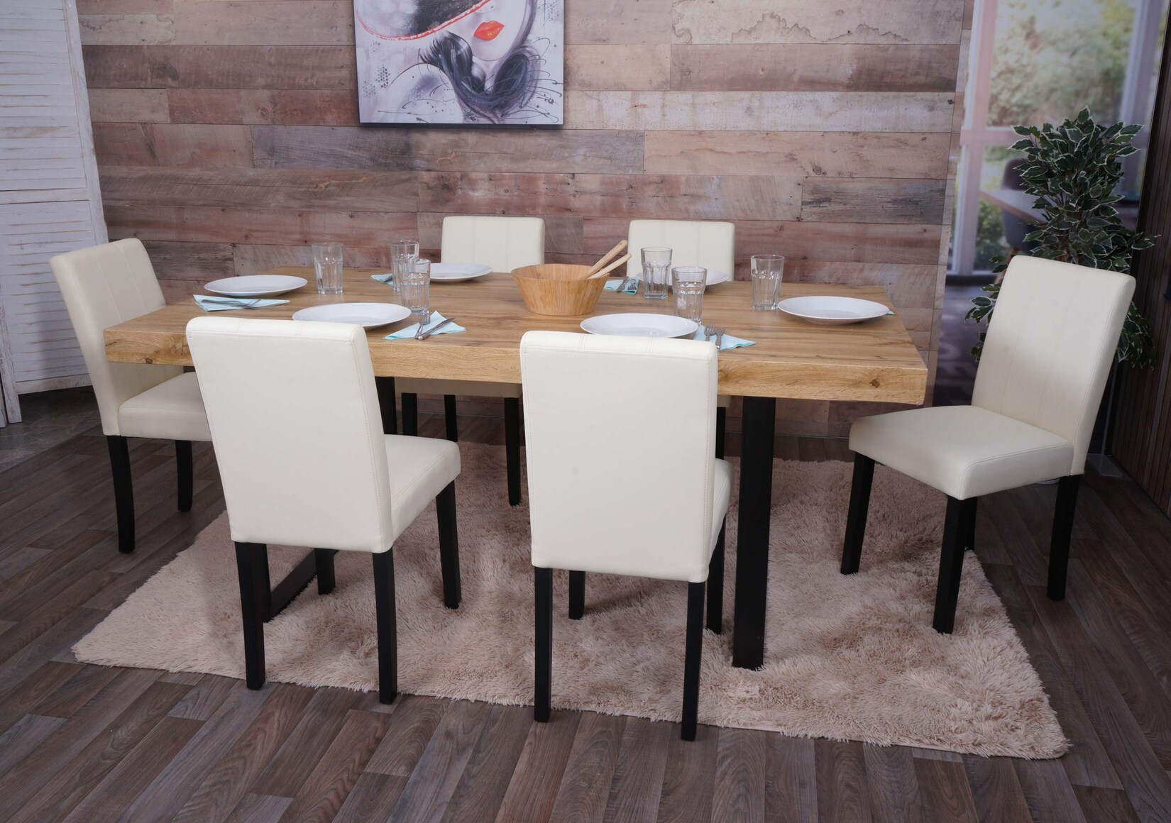 6er-Set Esszimmerstuhl MCW-O65d, Küchenstuhl Polsterstuhl Lehnstuhl, Kunstleder ~ weiß | 04057651802923