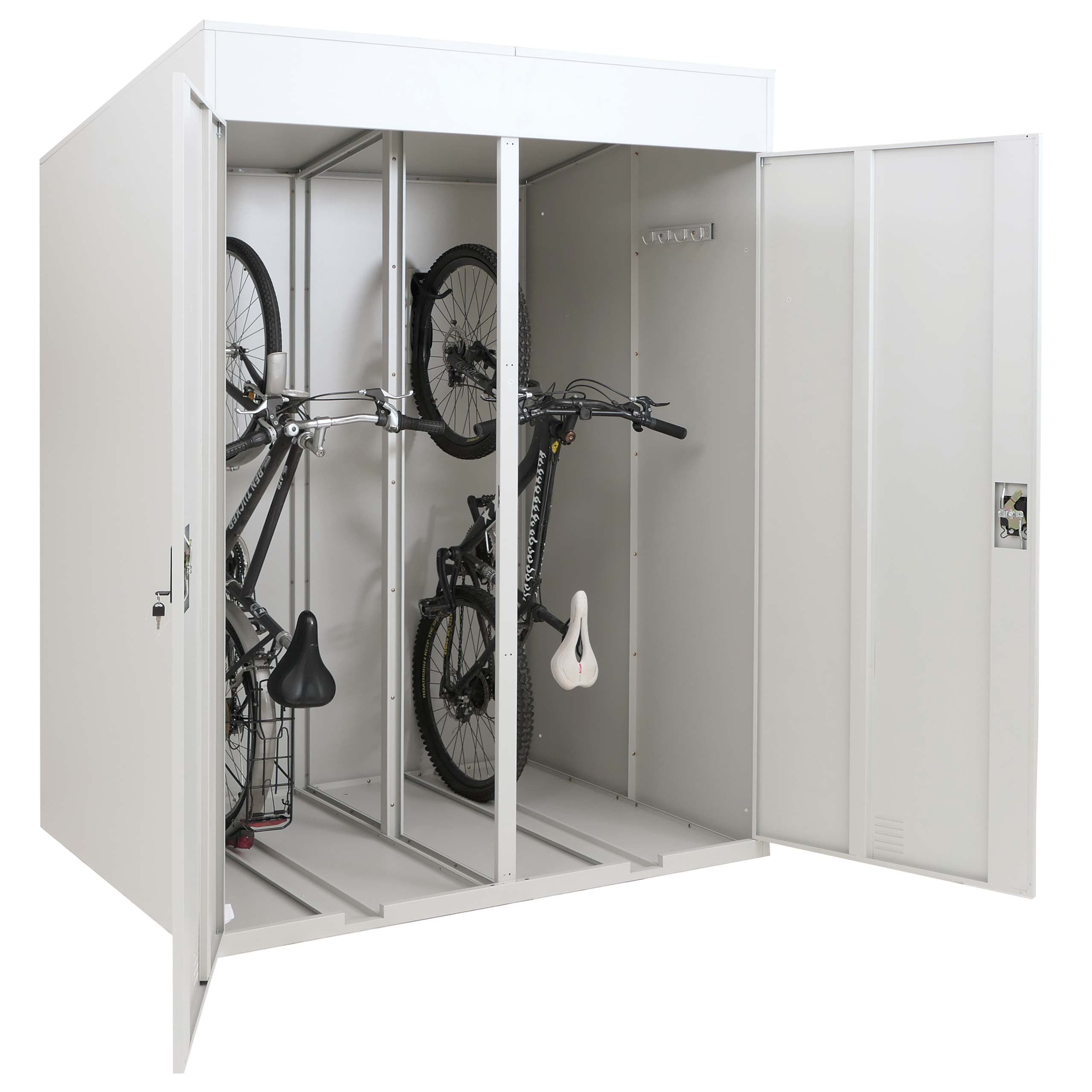 2er-Fahrradgarage MCW-H66b, Fahrradbox Fahrradunterstand abschlie&szlig;bar Metall 213x158x125cm ~ hellgrau - Bild 1