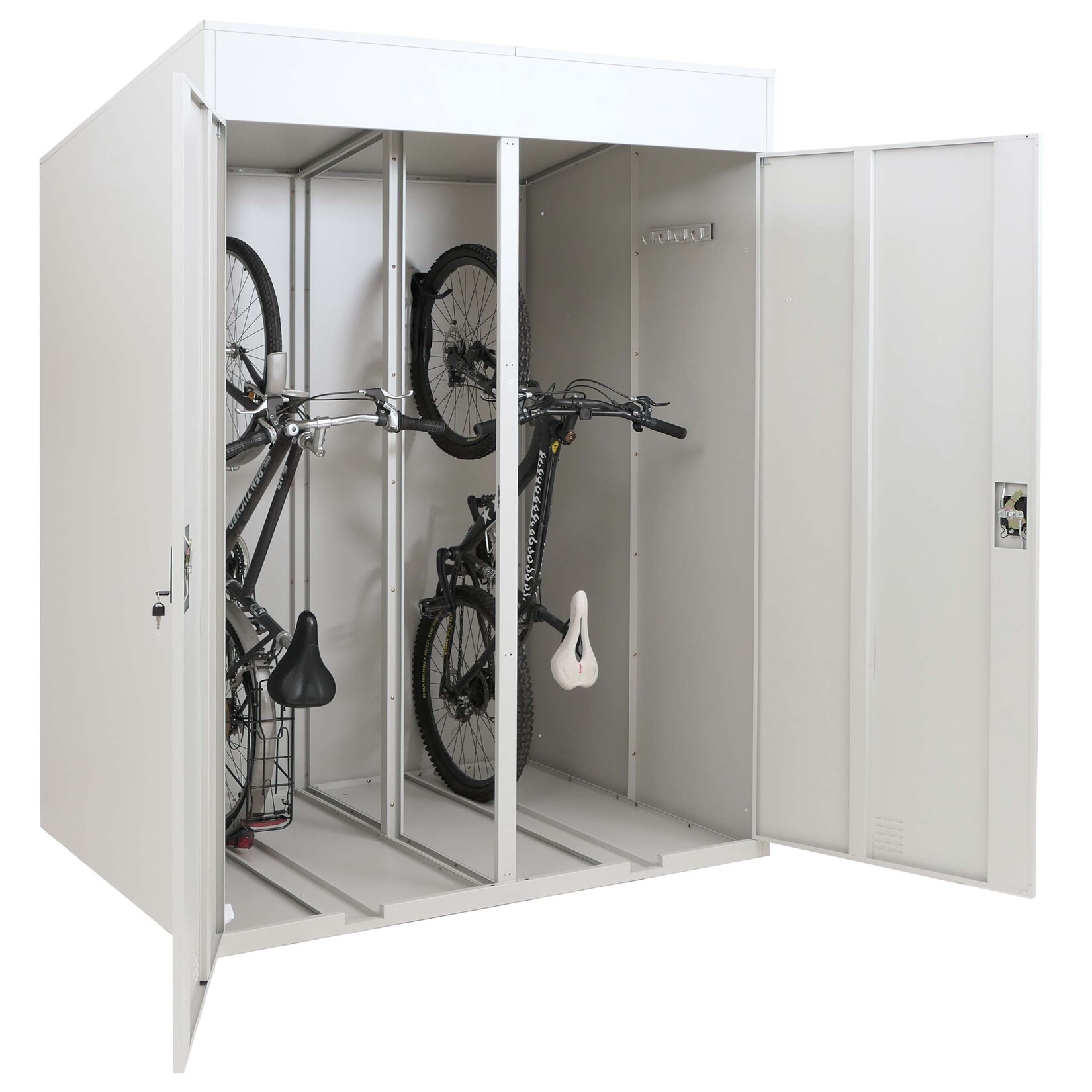 2er-Fahrradgarage MCW-H66b, Fahrradbox Fahrradunterstand abschließbar Metall 213x158x125cm ~ hellgrau