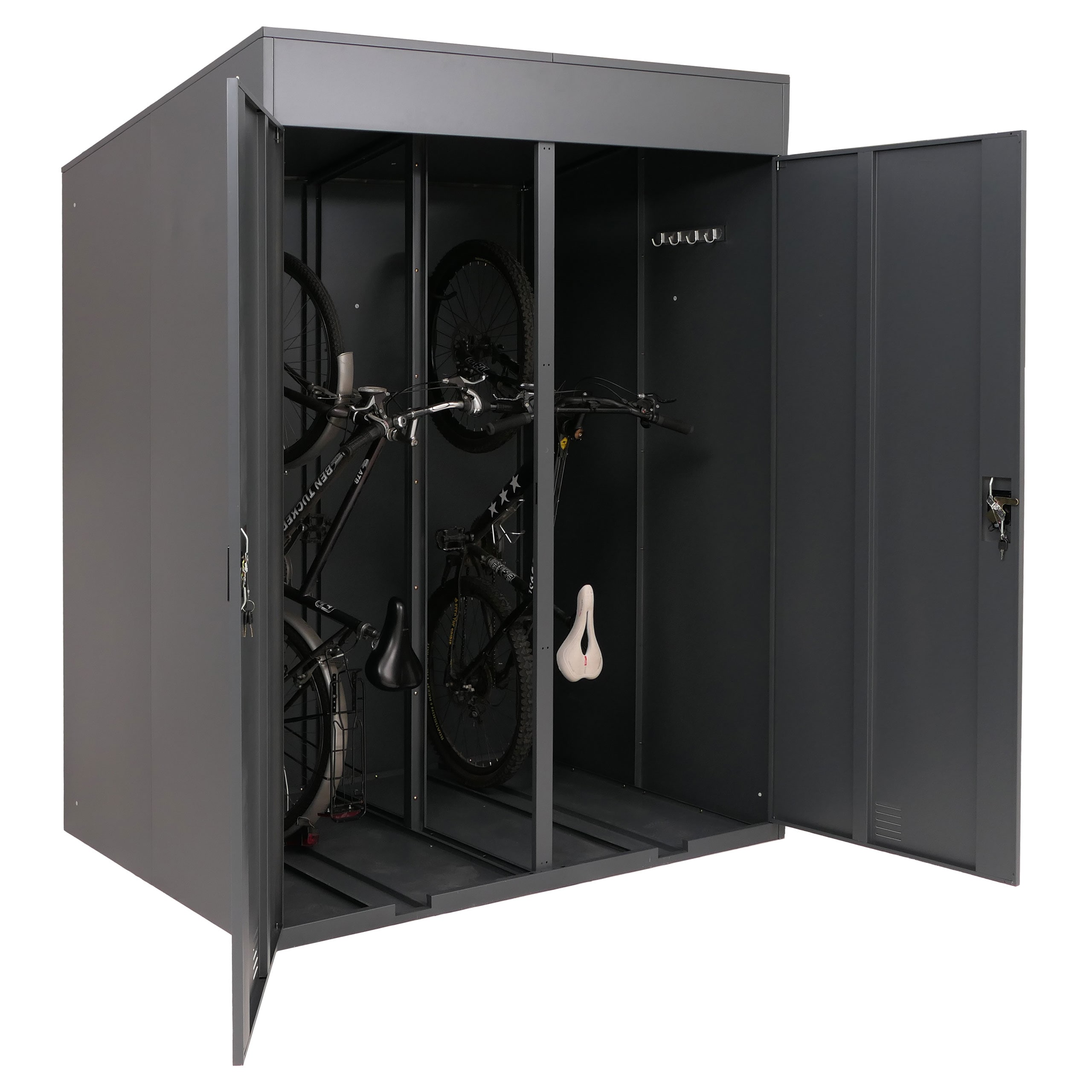 2er-Fahrradgarage MCW-H66b, Fahrradbox Fahrradunterstand abschlie&szlig;bar Metall 213x158x125cm ~ anthrazit - Bild 1