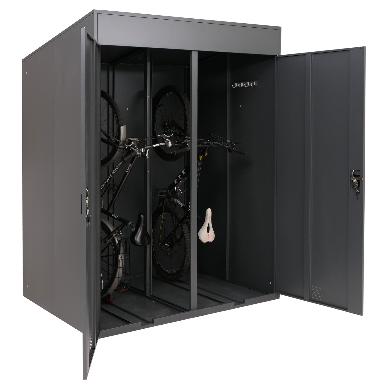 2er-Fahrradgarage MCW-H66b, Fahrradbox Fahrradunterstand abschließbar Metall 213x158x125cm ~ anthrazit