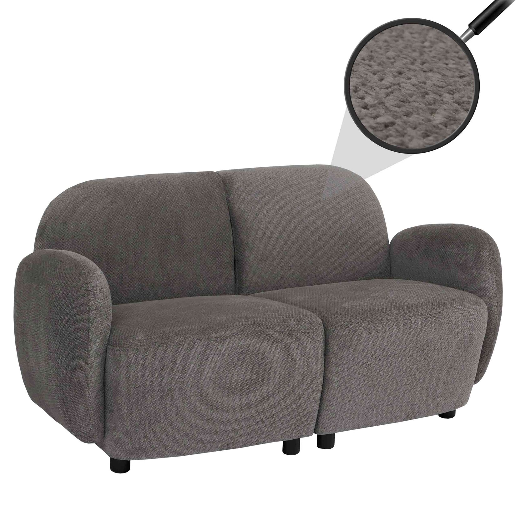 2er-Sofa MCW-P33, 2-Sitzer Couch Loungesofa, Stoff/Textil Chenille (330 g/m²) Öko-Tex ~ hellgrau